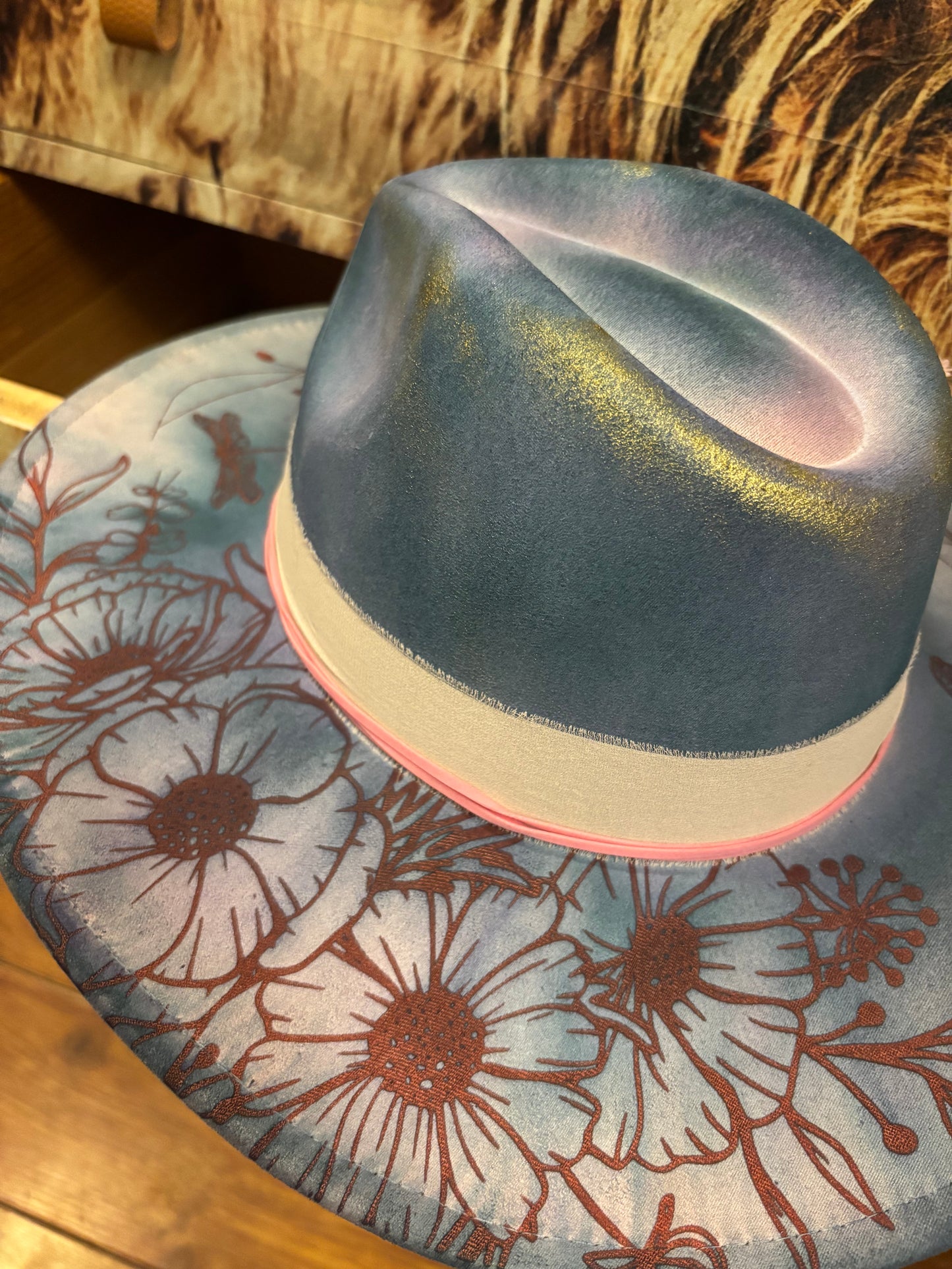 Cosmic Butterflies (water colour) - wide brim fedora hat