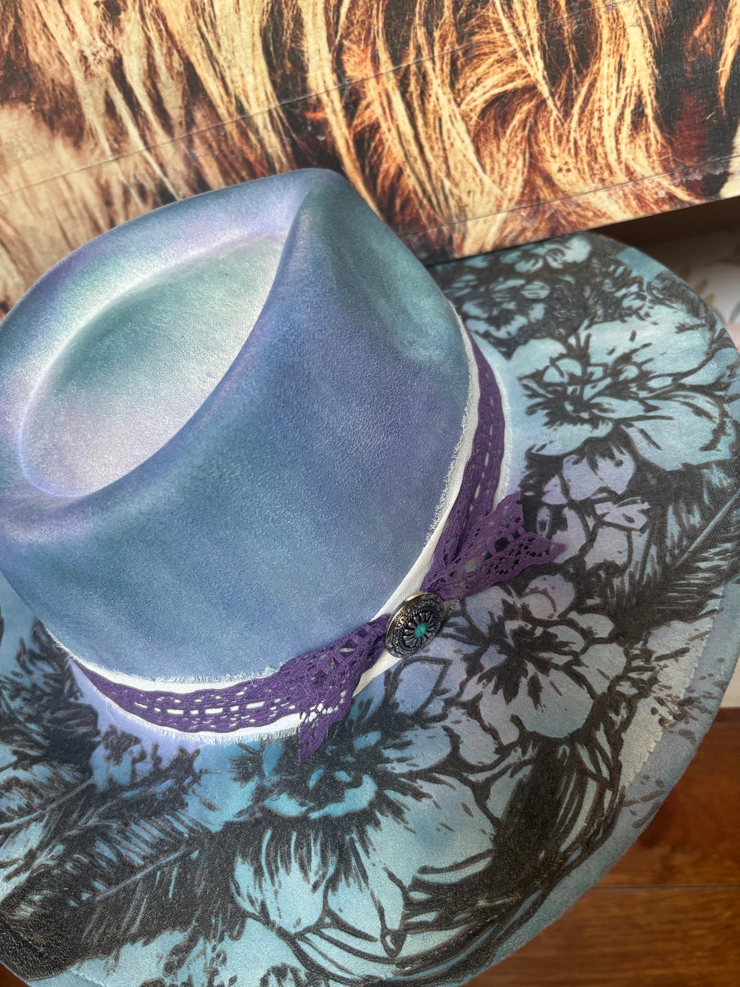 Mystic Steed (water colour) - wide brim fedora hat