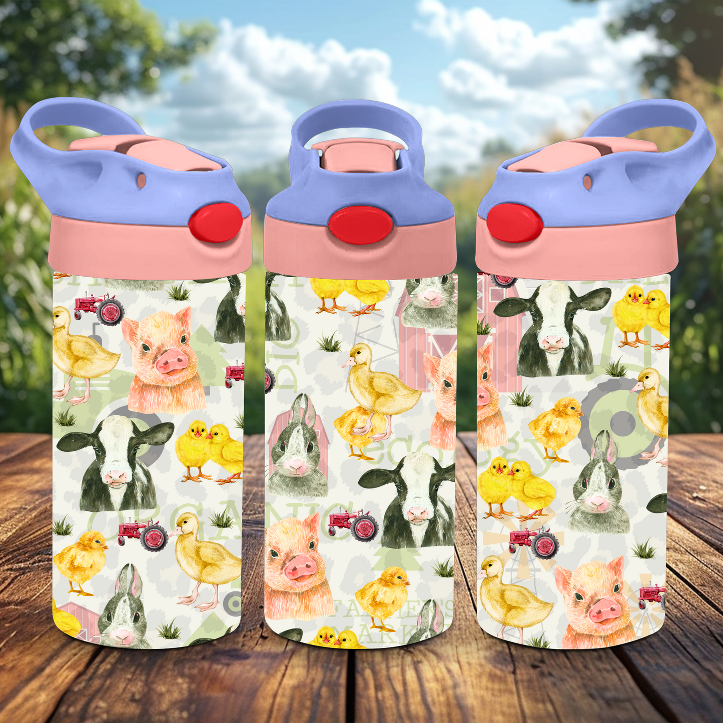 12oz Flip Top Tumbler - Farm Animals