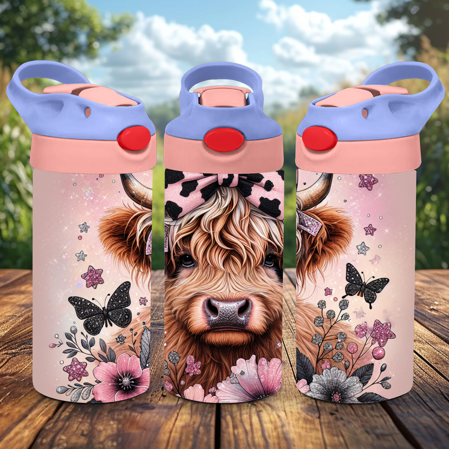 12oz Flip Top Tumbler - Highland Cow
