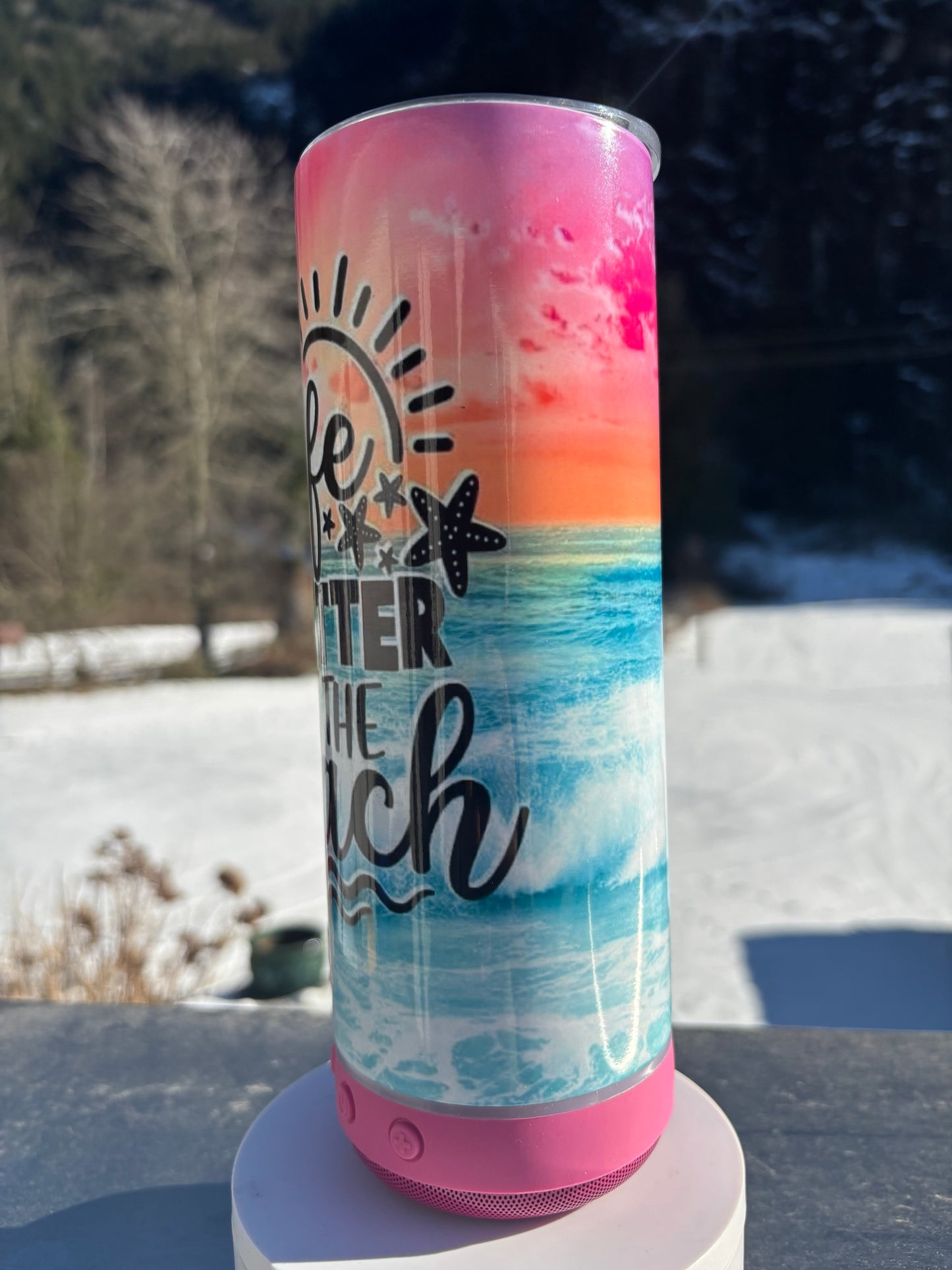20oz Bluetooth Speaker Tumbler- Life is Better at the Beach