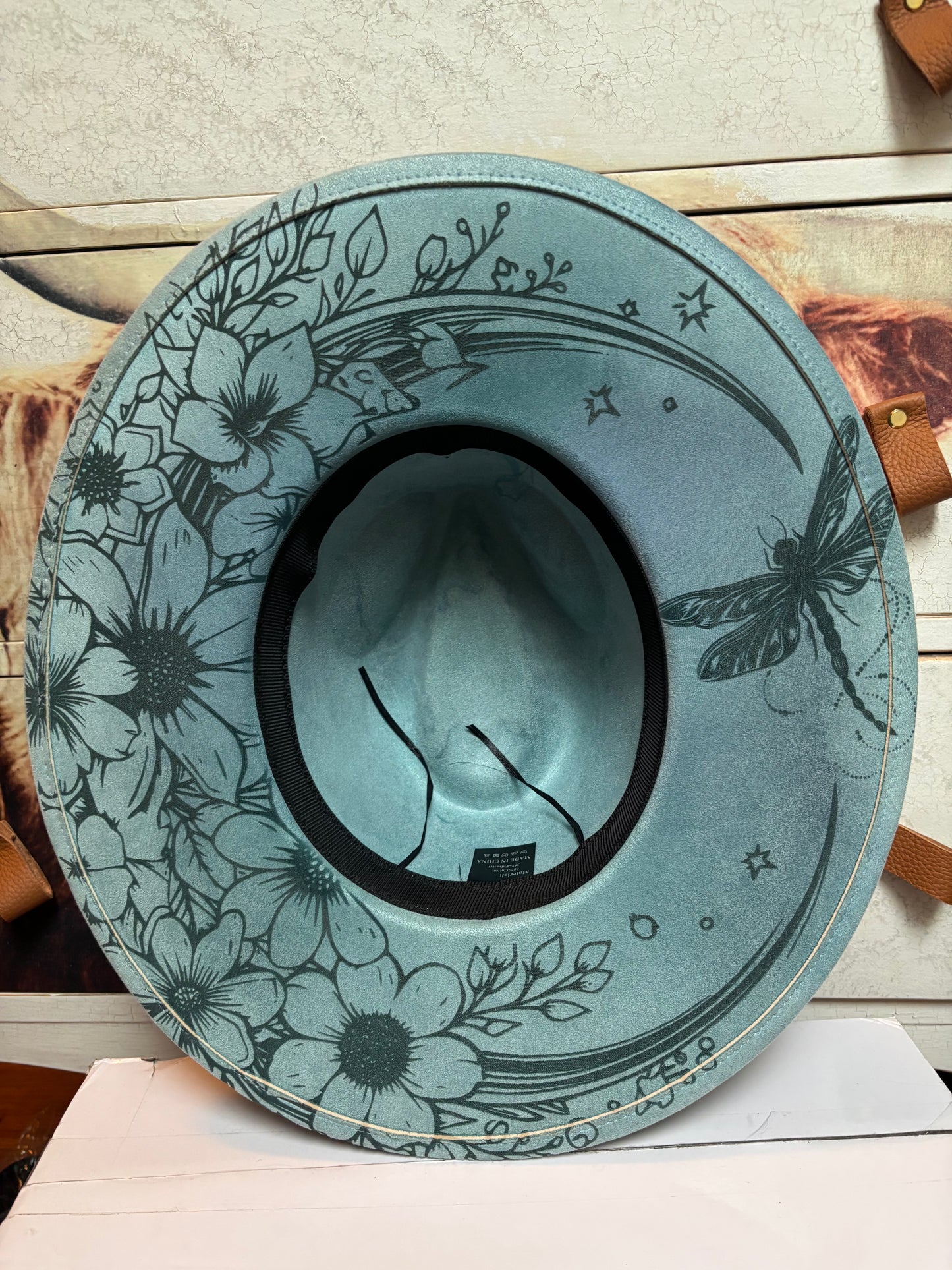 Mystic Dragonflies (water colour) - wide brim fedora hat