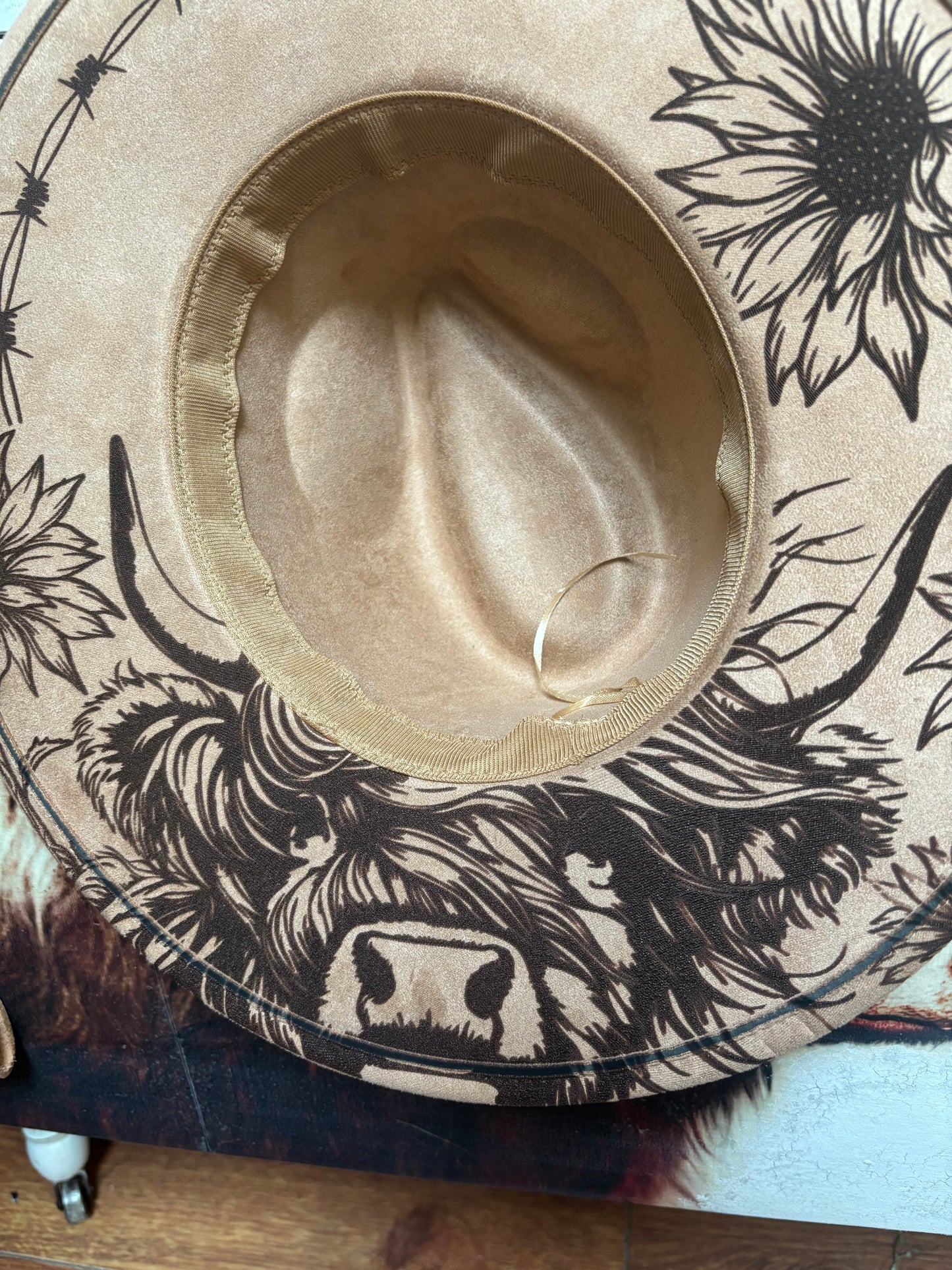 Highland Coo- wide brim fedora hat