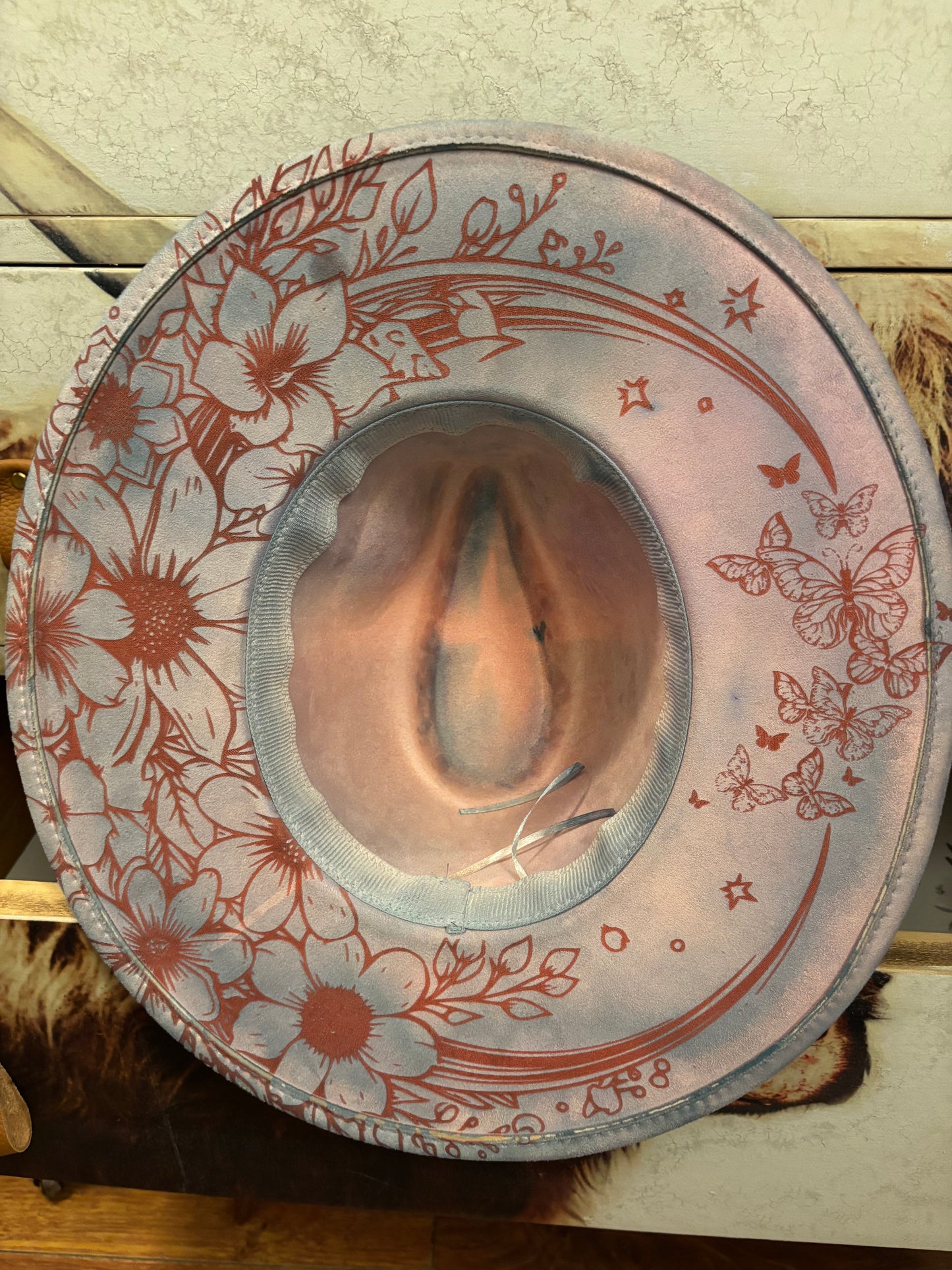 Cosmic Butterflies (water colour) - wide brim fedora hat