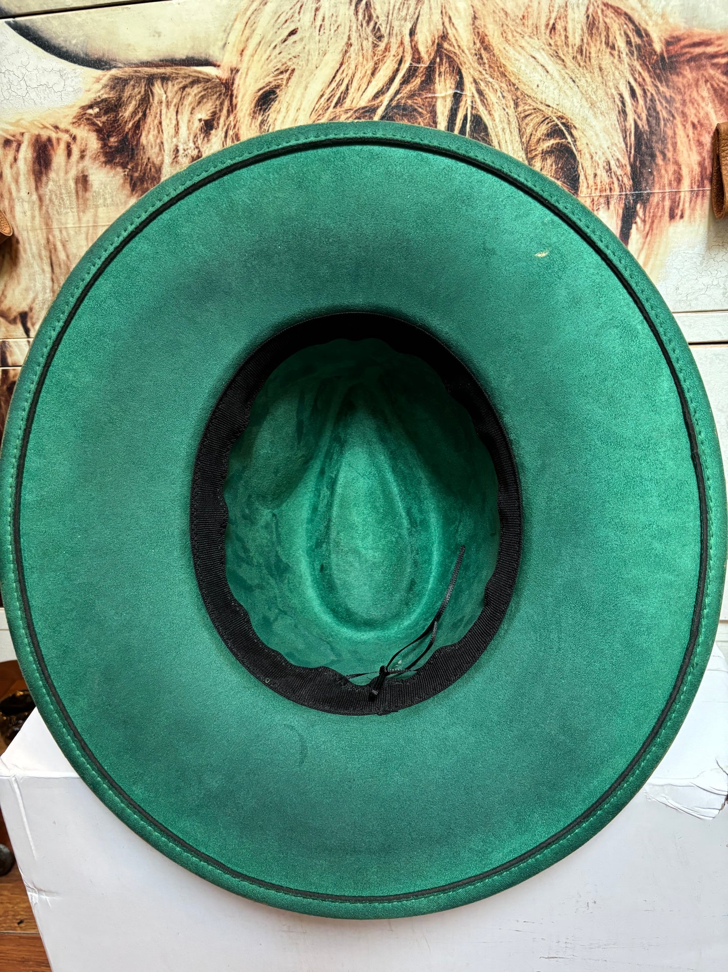 Peacock (hand painted) - wide brim fedora hat