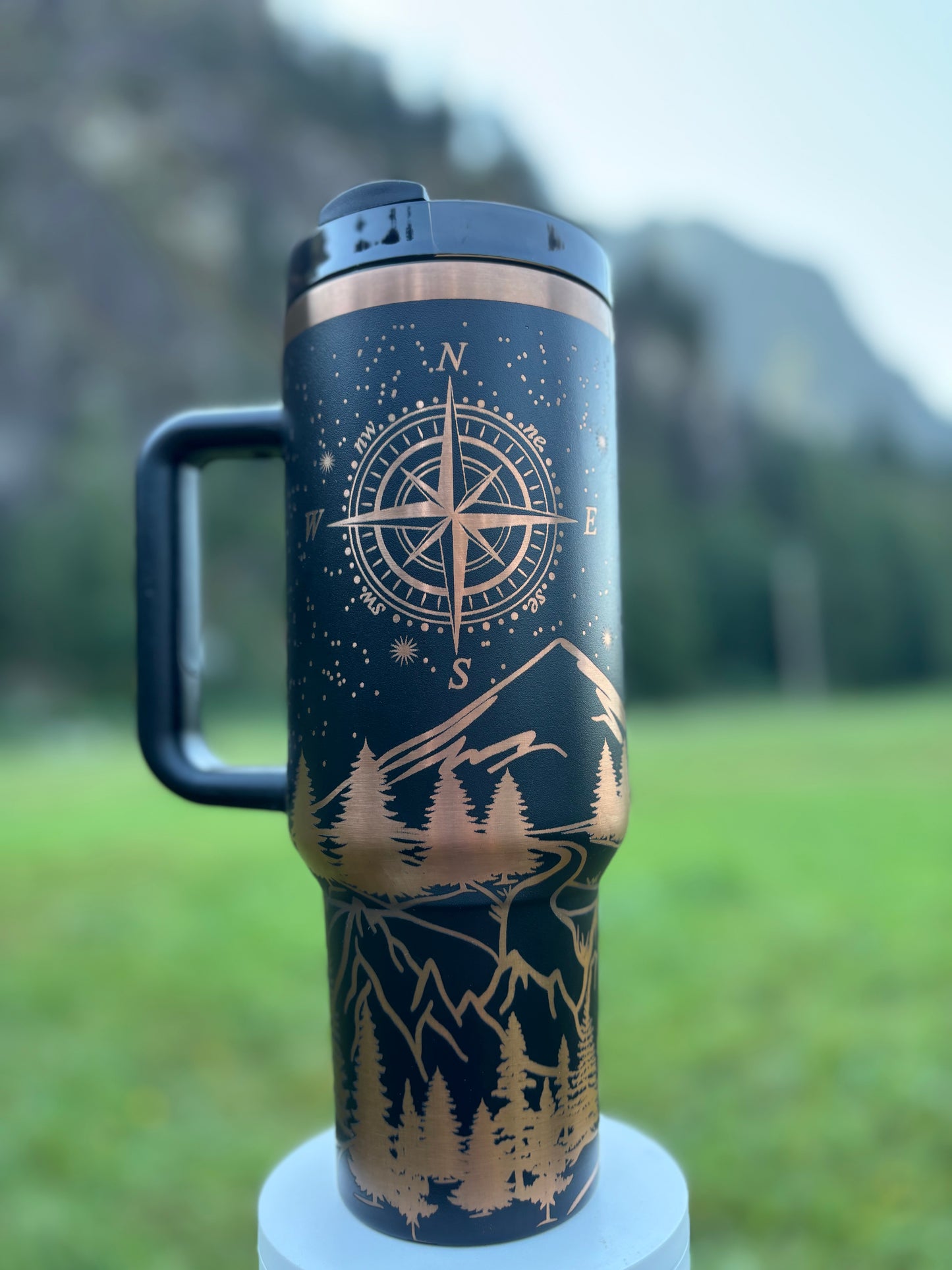 Wander- 40oz black/copper laser engraved Tumbler