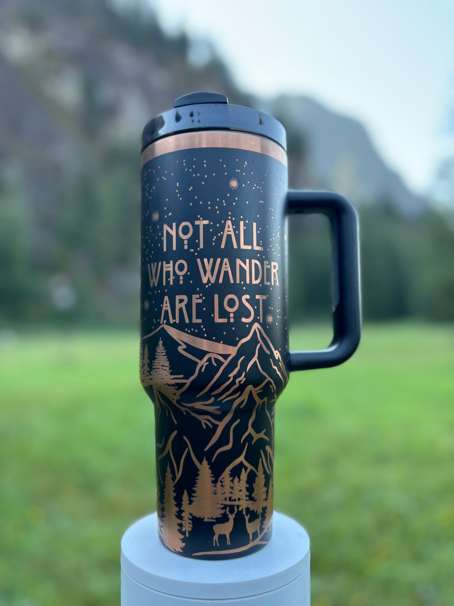 Wander- 40oz black/copper laser engraved Tumbler