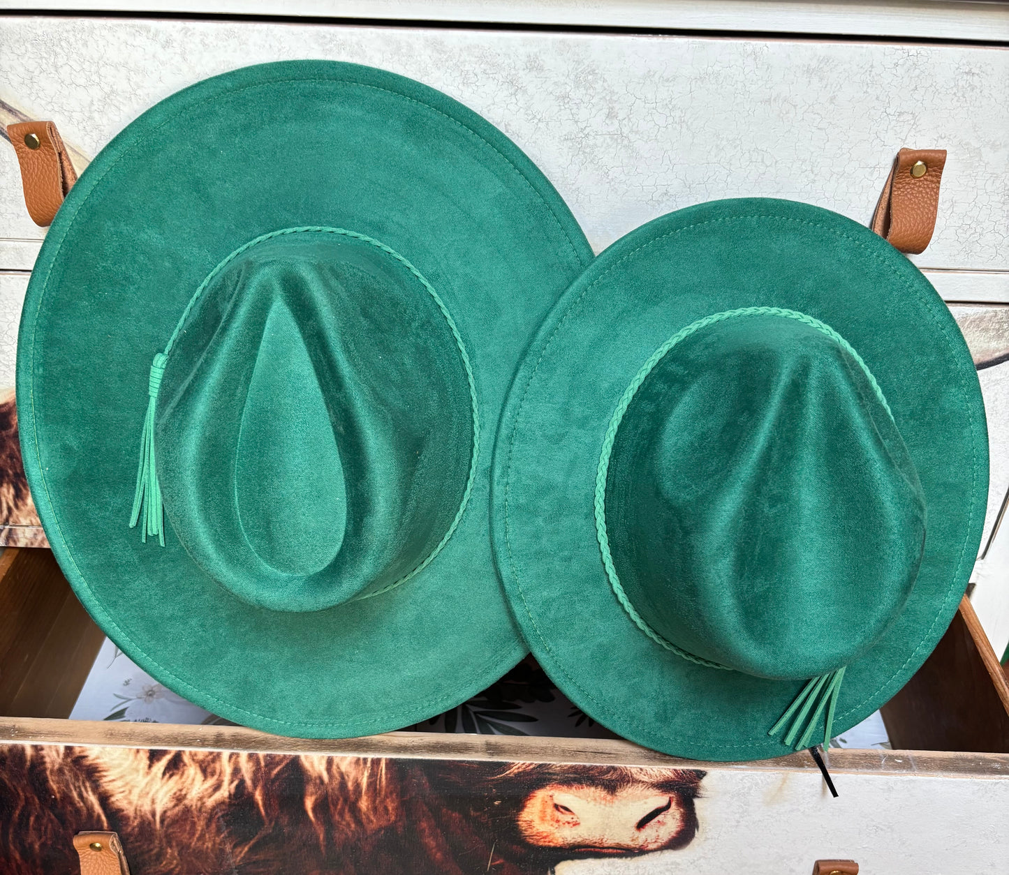 Mommy & Me -Custom fedora hat set (emerald green)