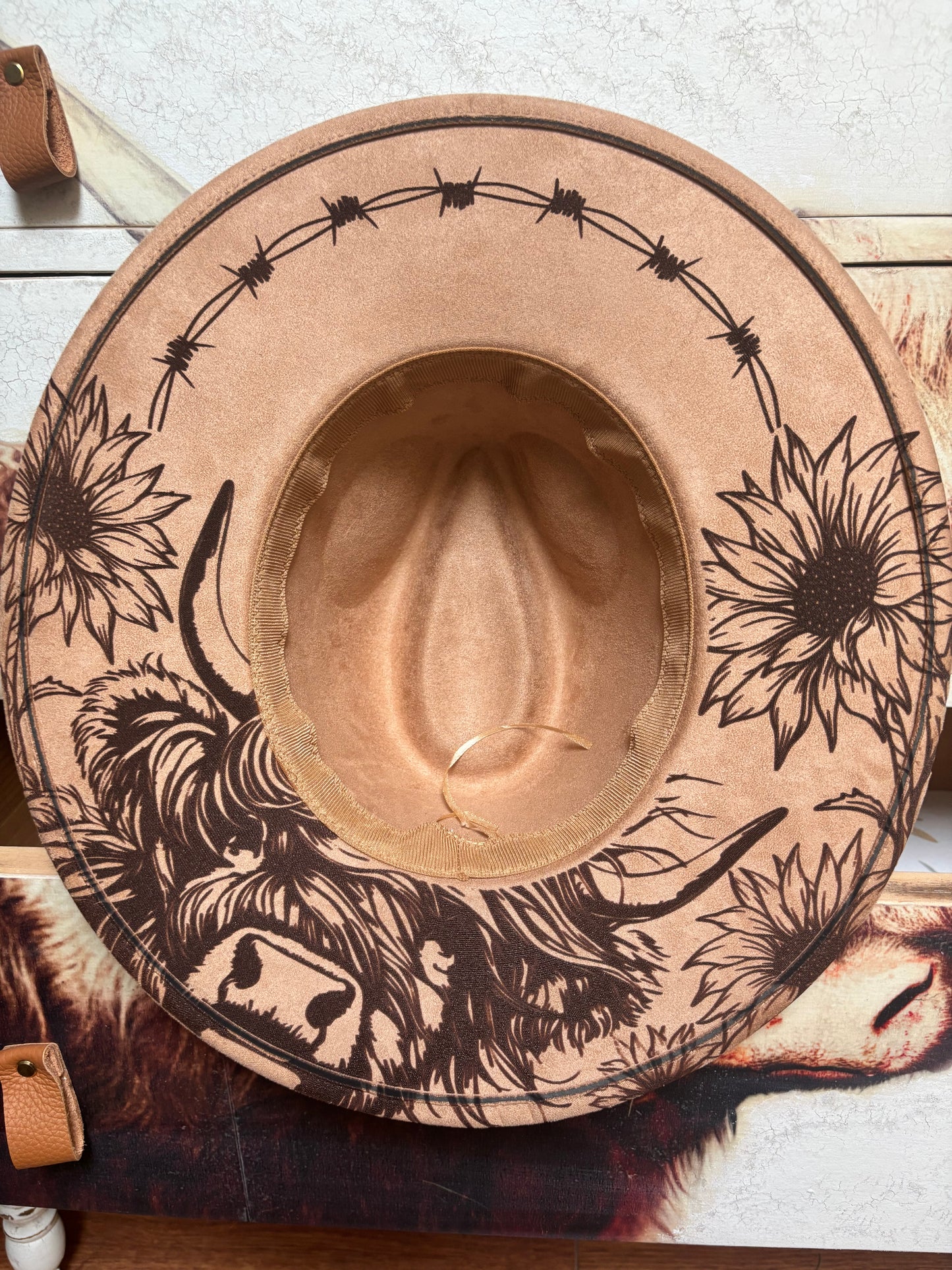 Highland Coo- wide brim fedora hat