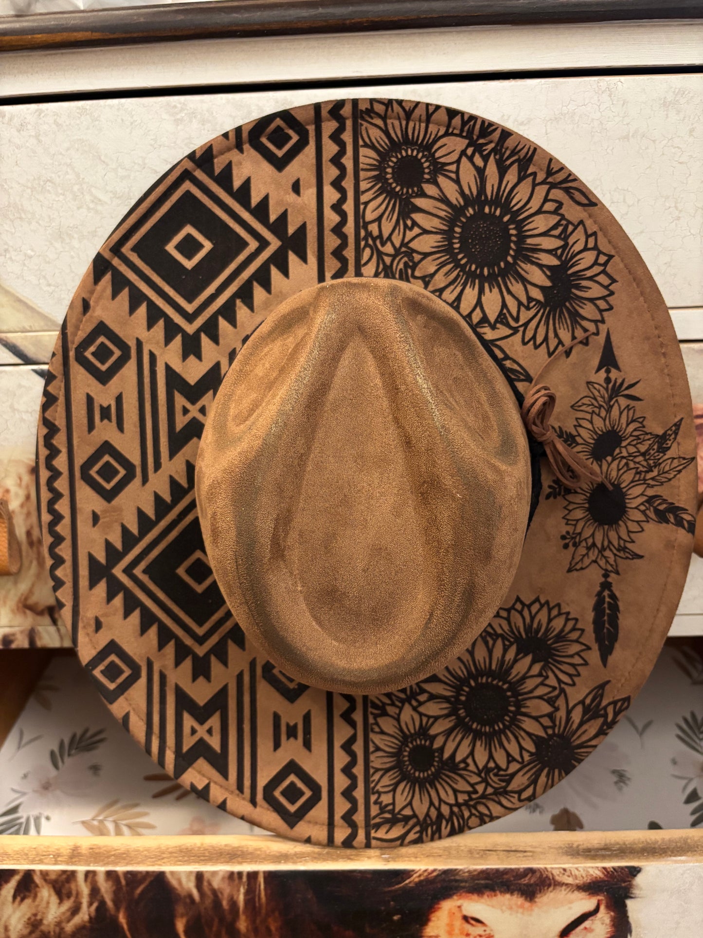Aztec Highland Coos II- wide brim fedora hat