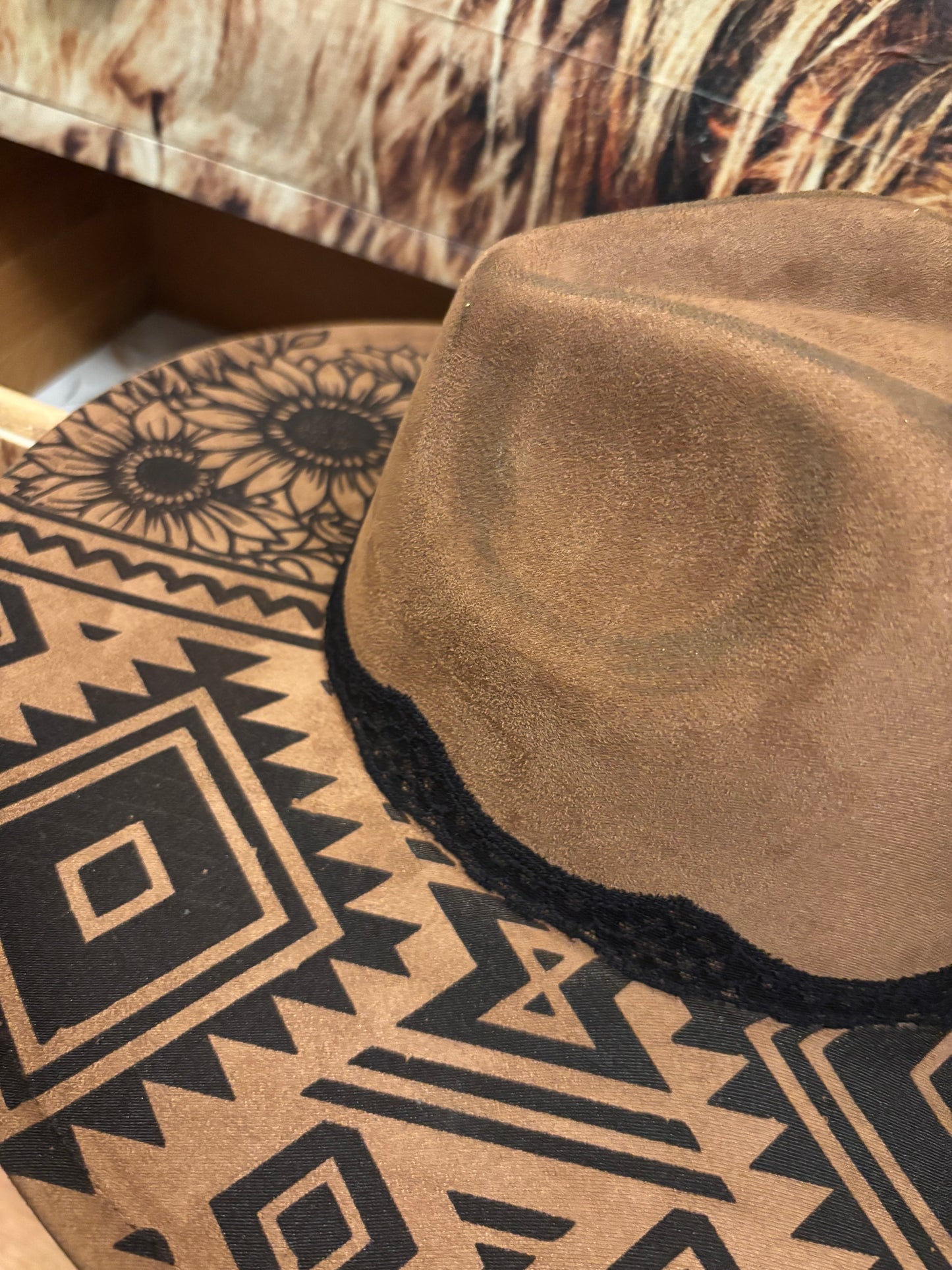 Aztec Highland Coos II- wide brim fedora hat
