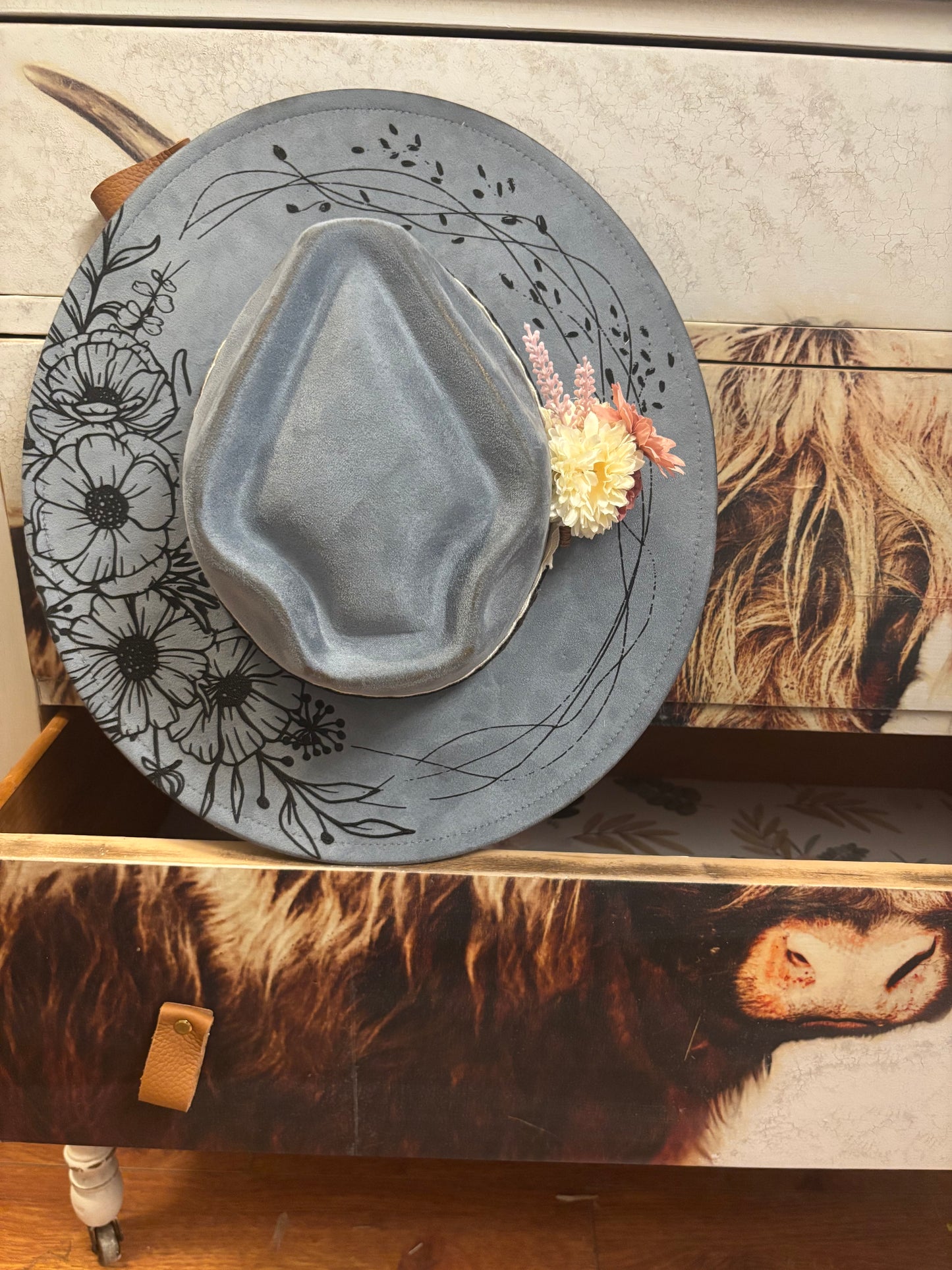 Floral Steed II - wide brim fedora hat