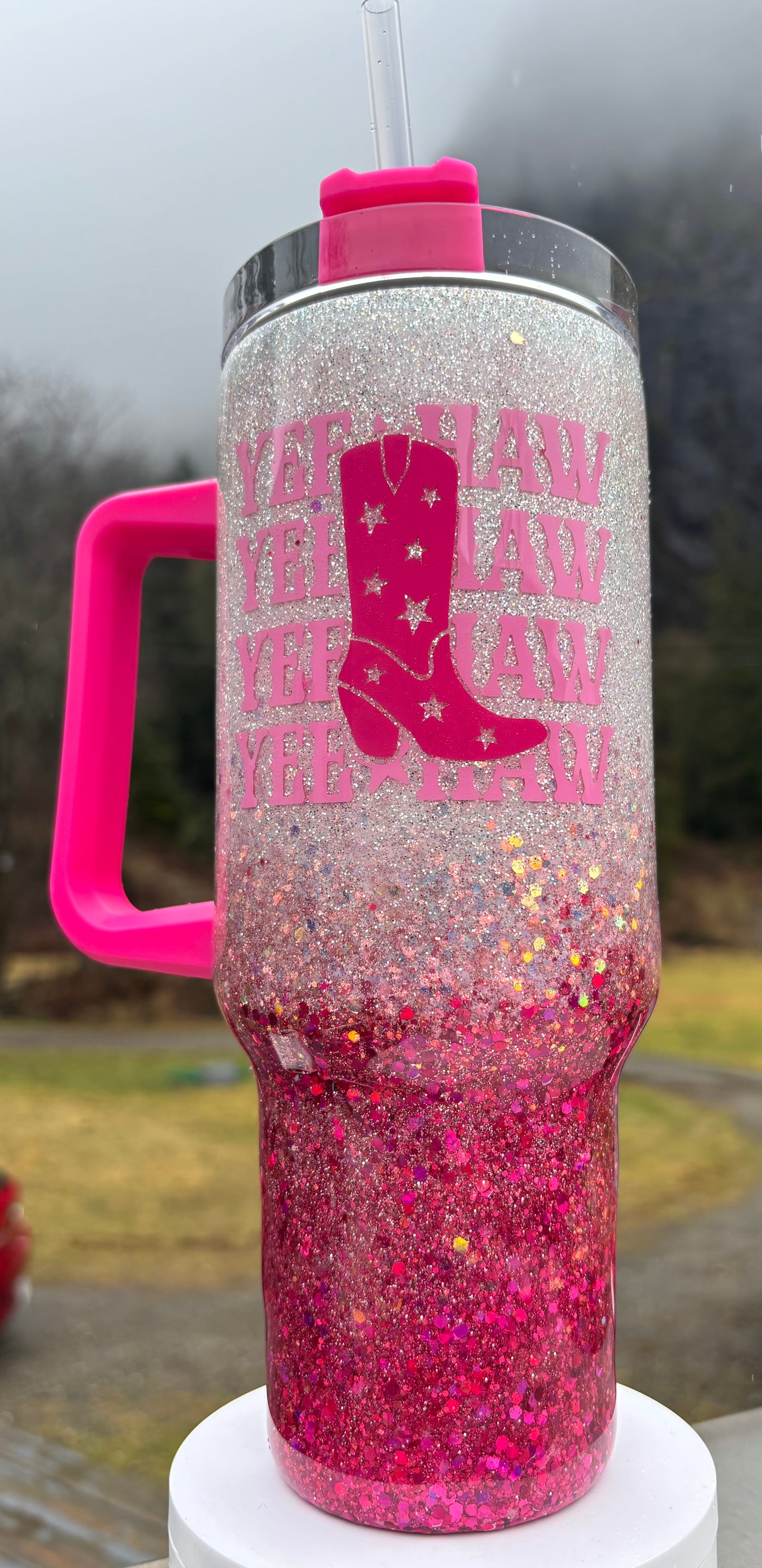 40oz Epoxy Glitter Tumbler- Yee Haw