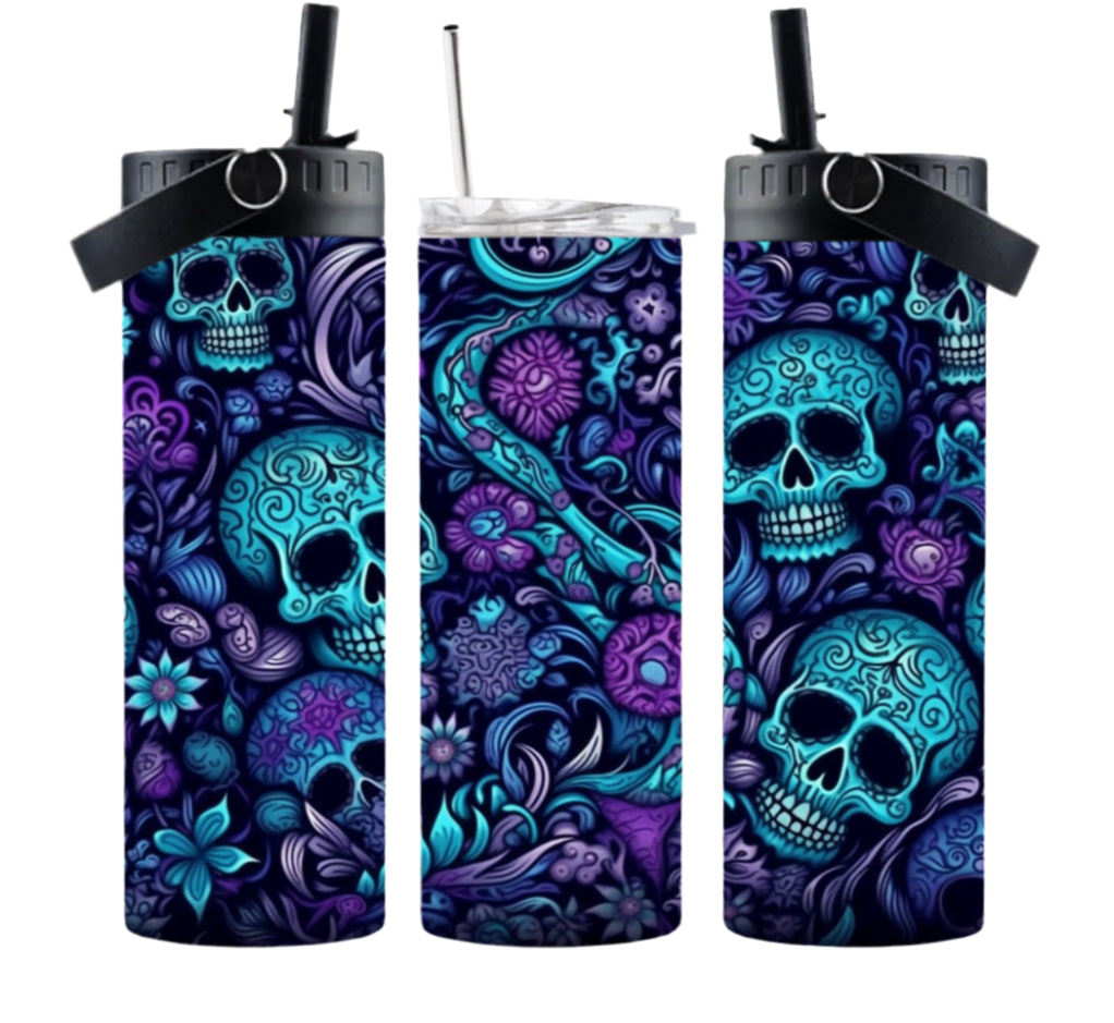 Sugar Skulls Vibrant- 20oz Dual Lid Tumbler