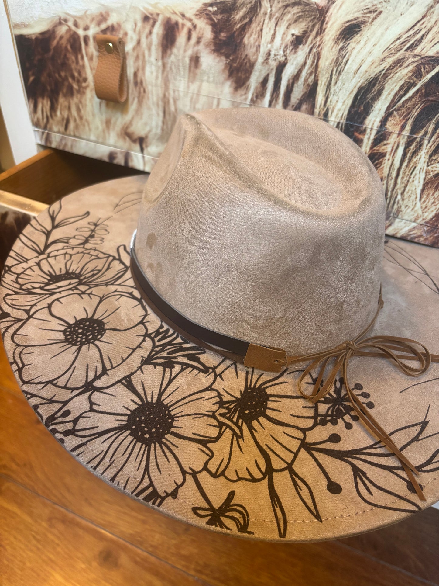 Compass Rose Dreamer mocha- wide brim fedora hat