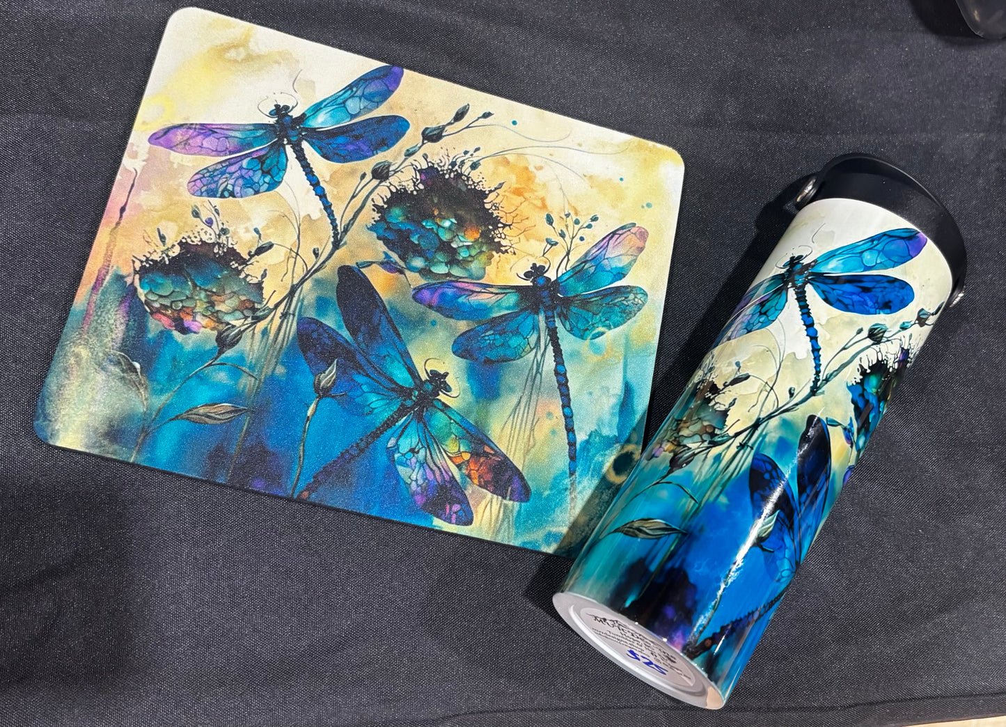 Tumbler and Mouse Pad Set- Dragonflies