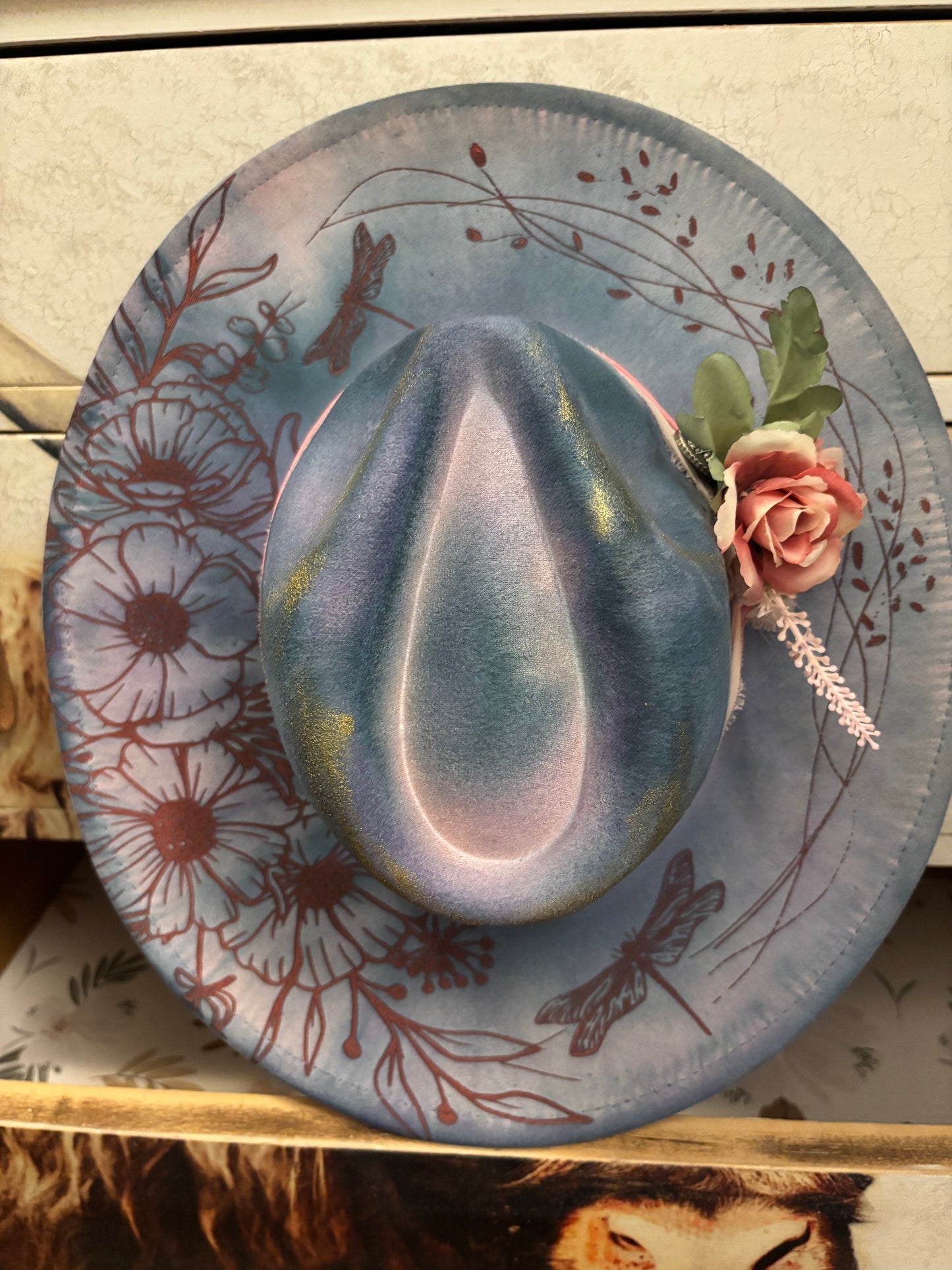 Cosmic Butterflies (water colour) - wide brim fedora hat