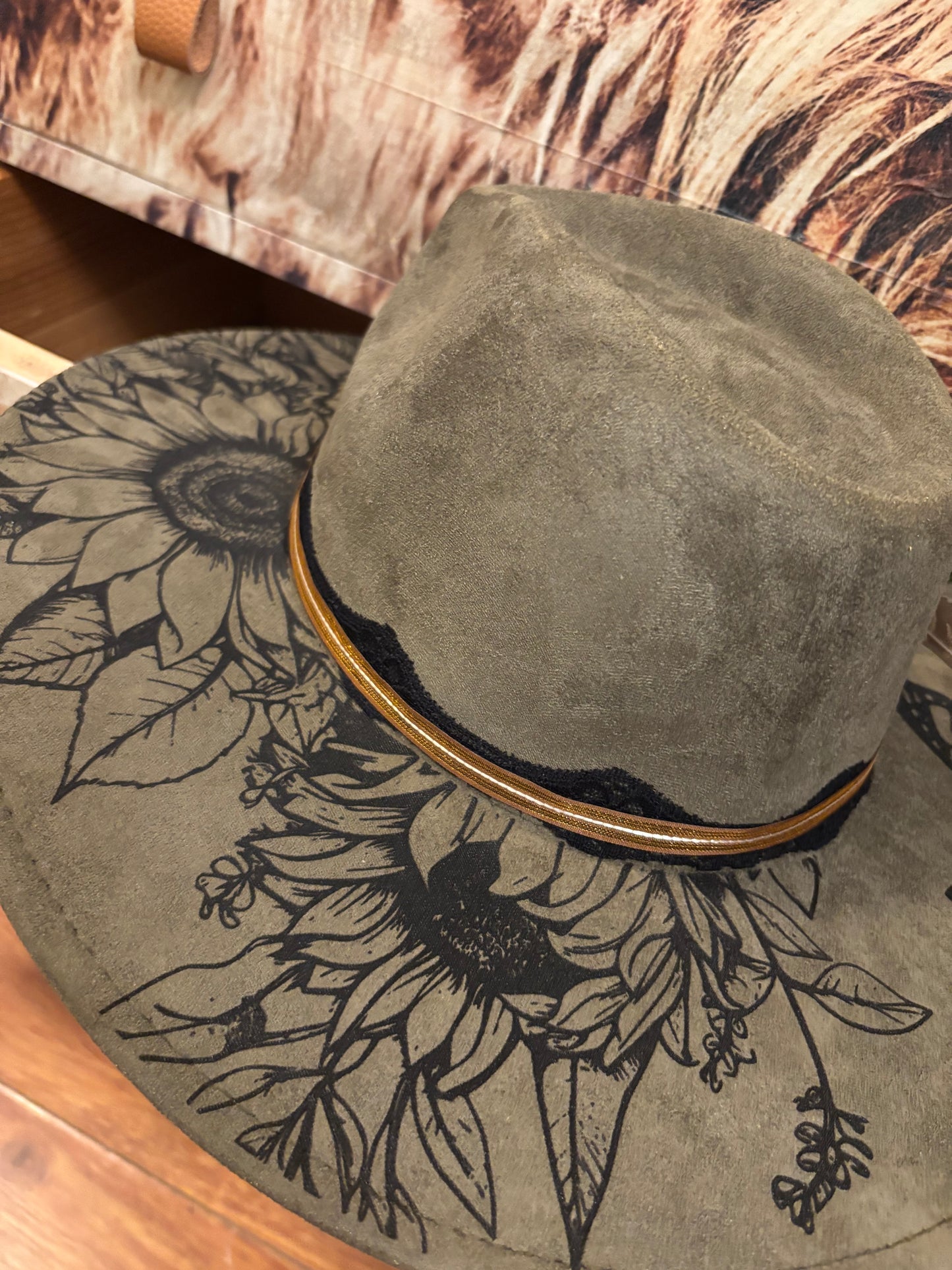 Compass Rose Dreamer (olive green)- wide brim fedora hat