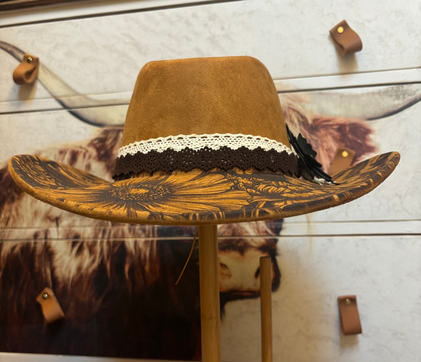 Highland Coo & Sunflowers- cowboy hat