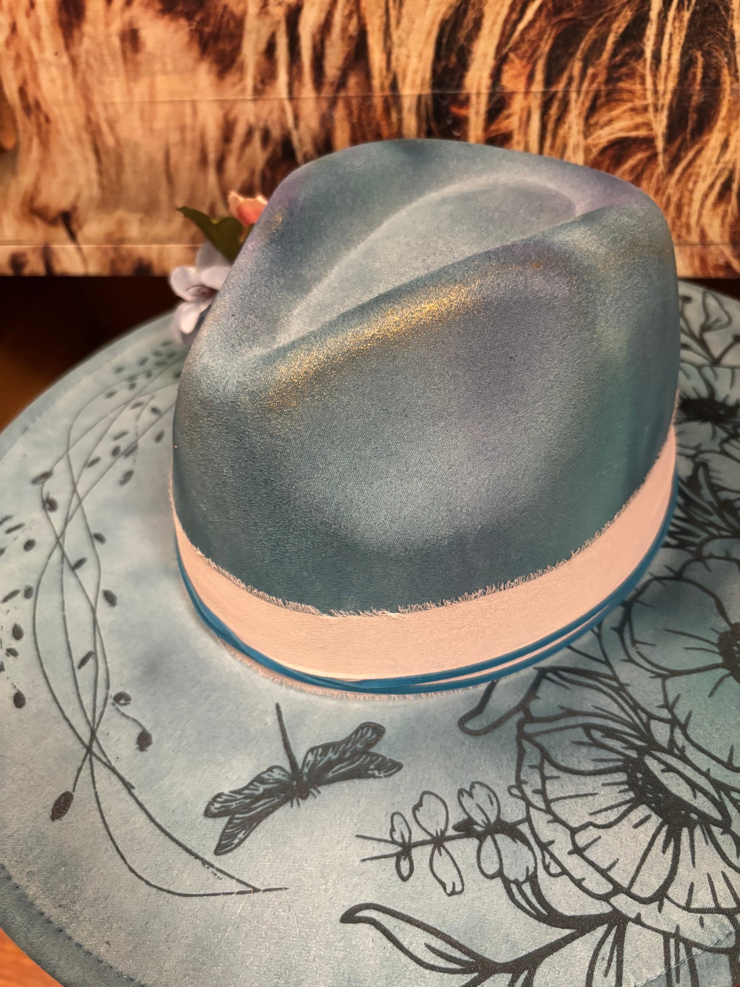 Compass Rose Dreamer (water colour) - wide brim fedora hat