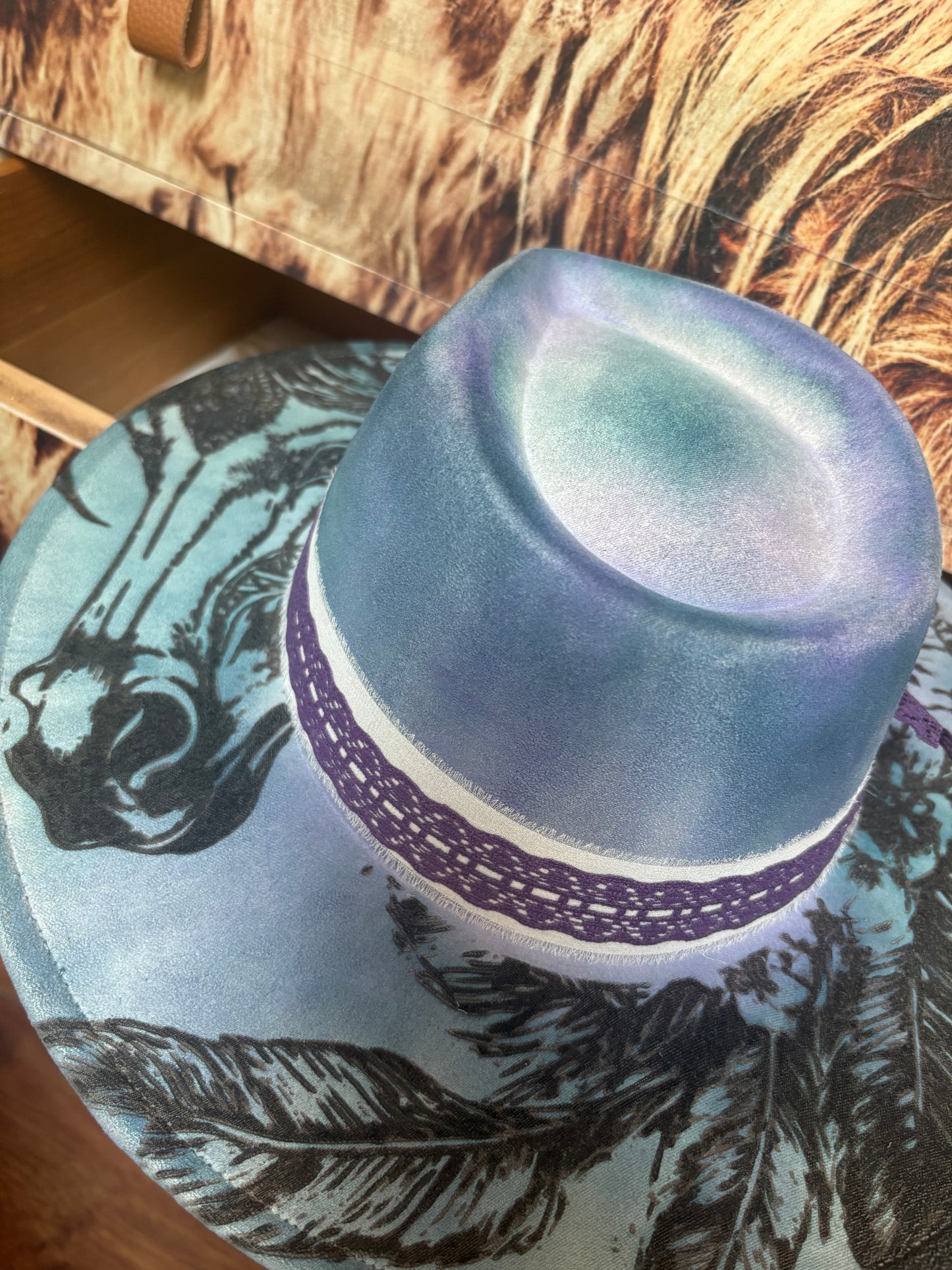 Mystic Steed (water colour) - wide brim fedora hat
