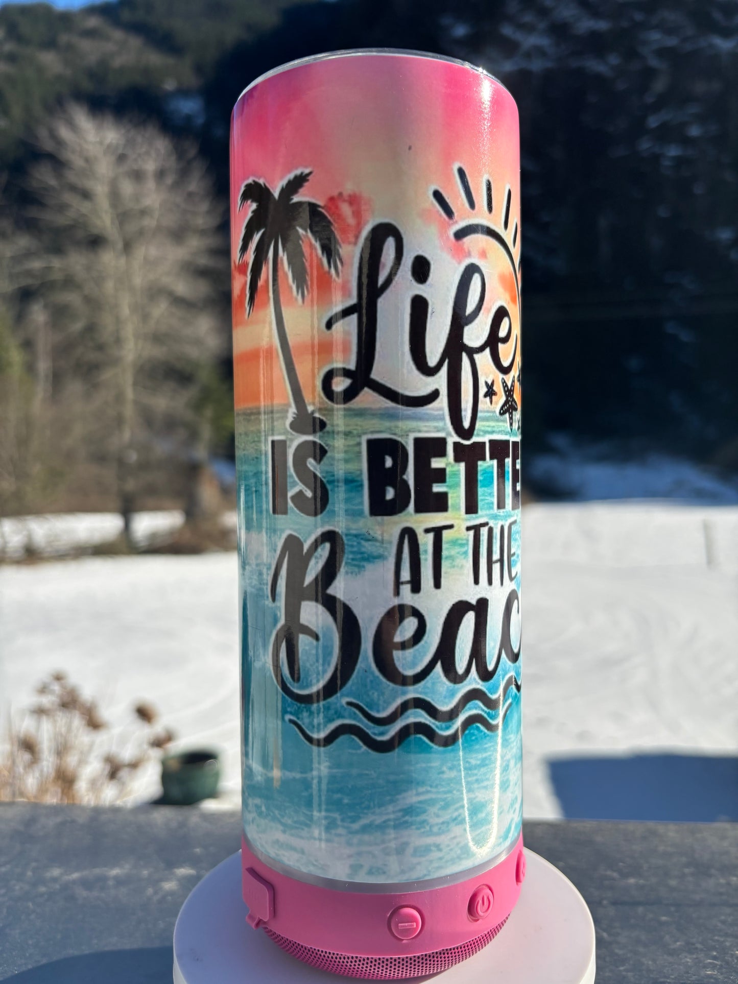 20oz Bluetooth Speaker Tumbler- Life is Better at the Beach