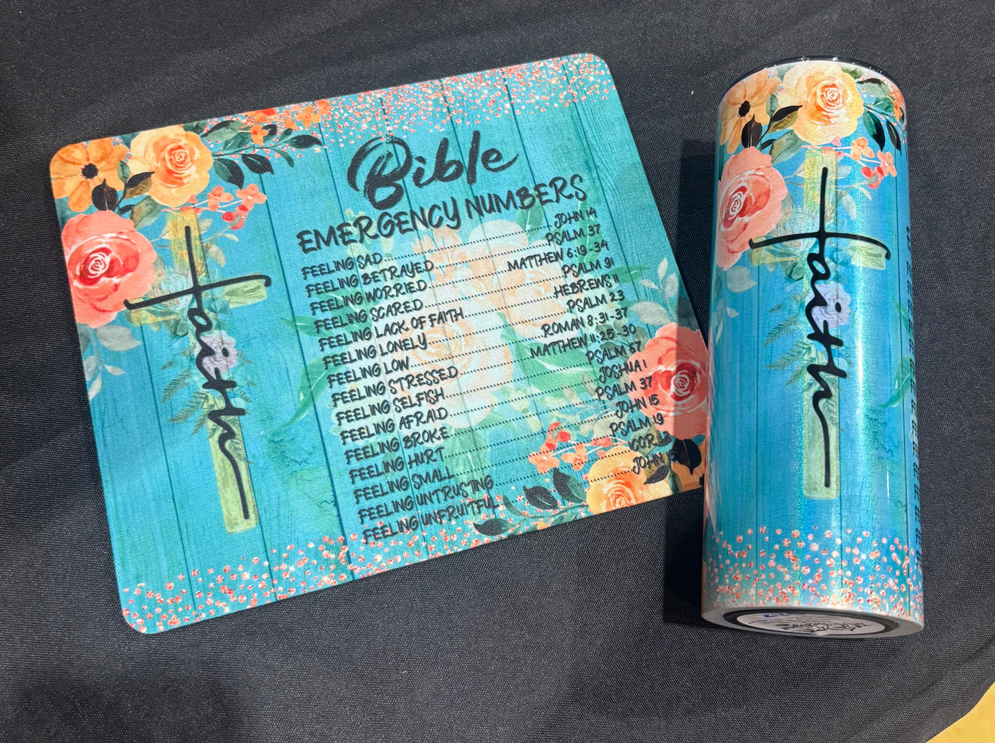 Tumbler and Mouse Pad Set- Faith