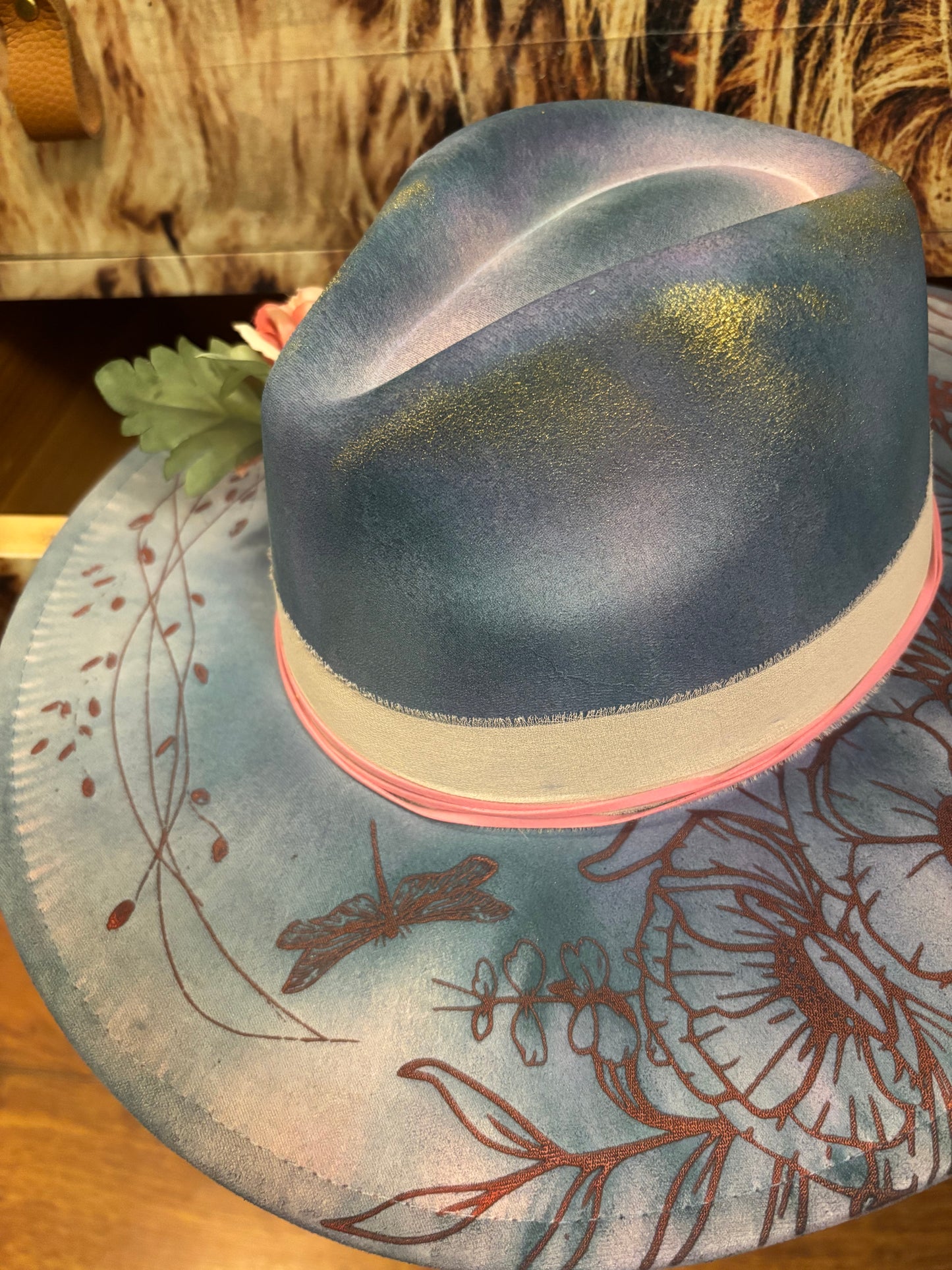 Cosmic Butterflies (water colour) - wide brim fedora hat