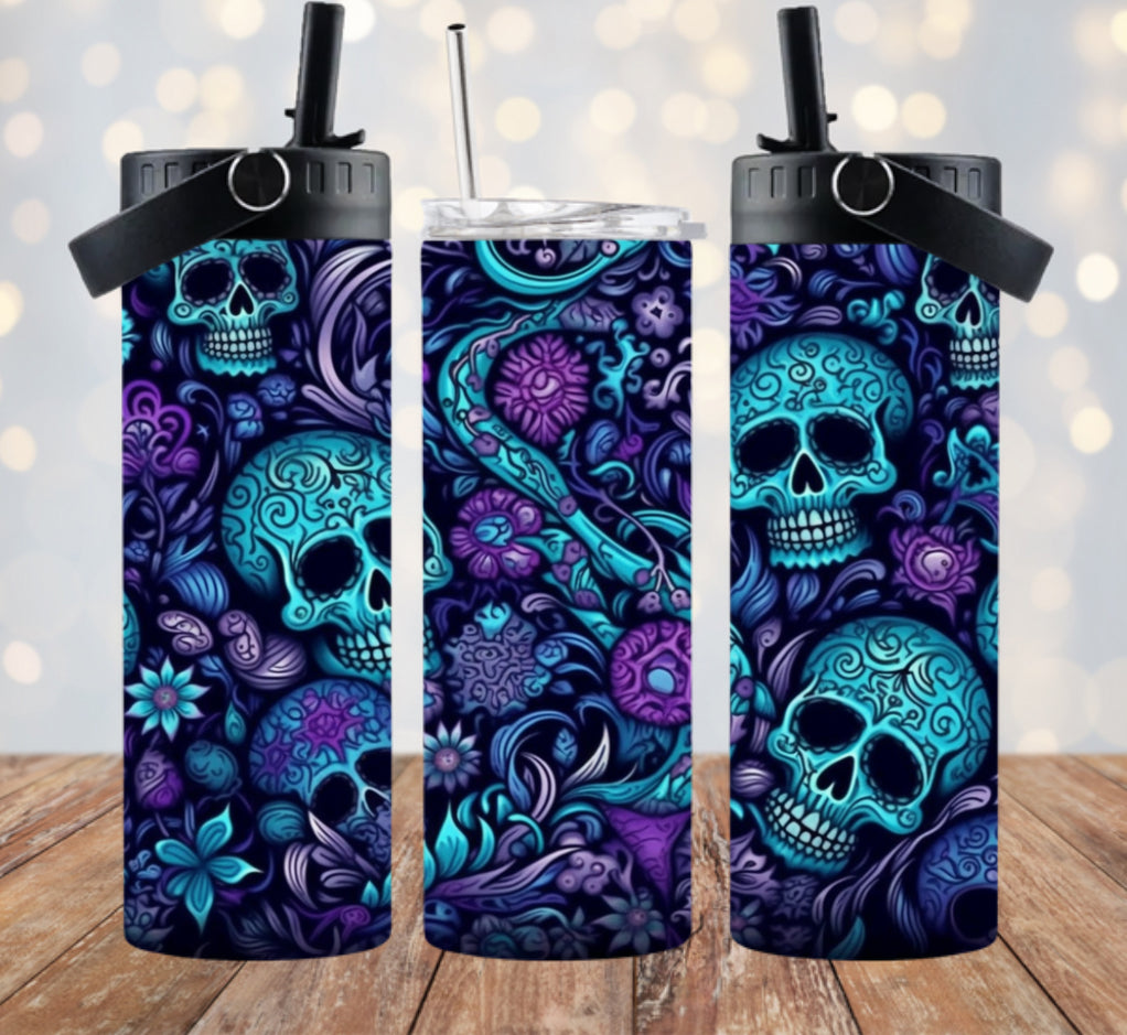 Sugar Skulls Vibrant- 20oz Dual Lid Tumbler