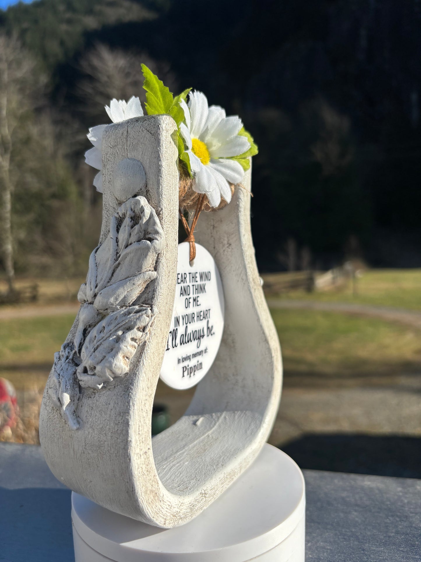 Deluxe Equine Memorial Stirrup Shelf Sitter