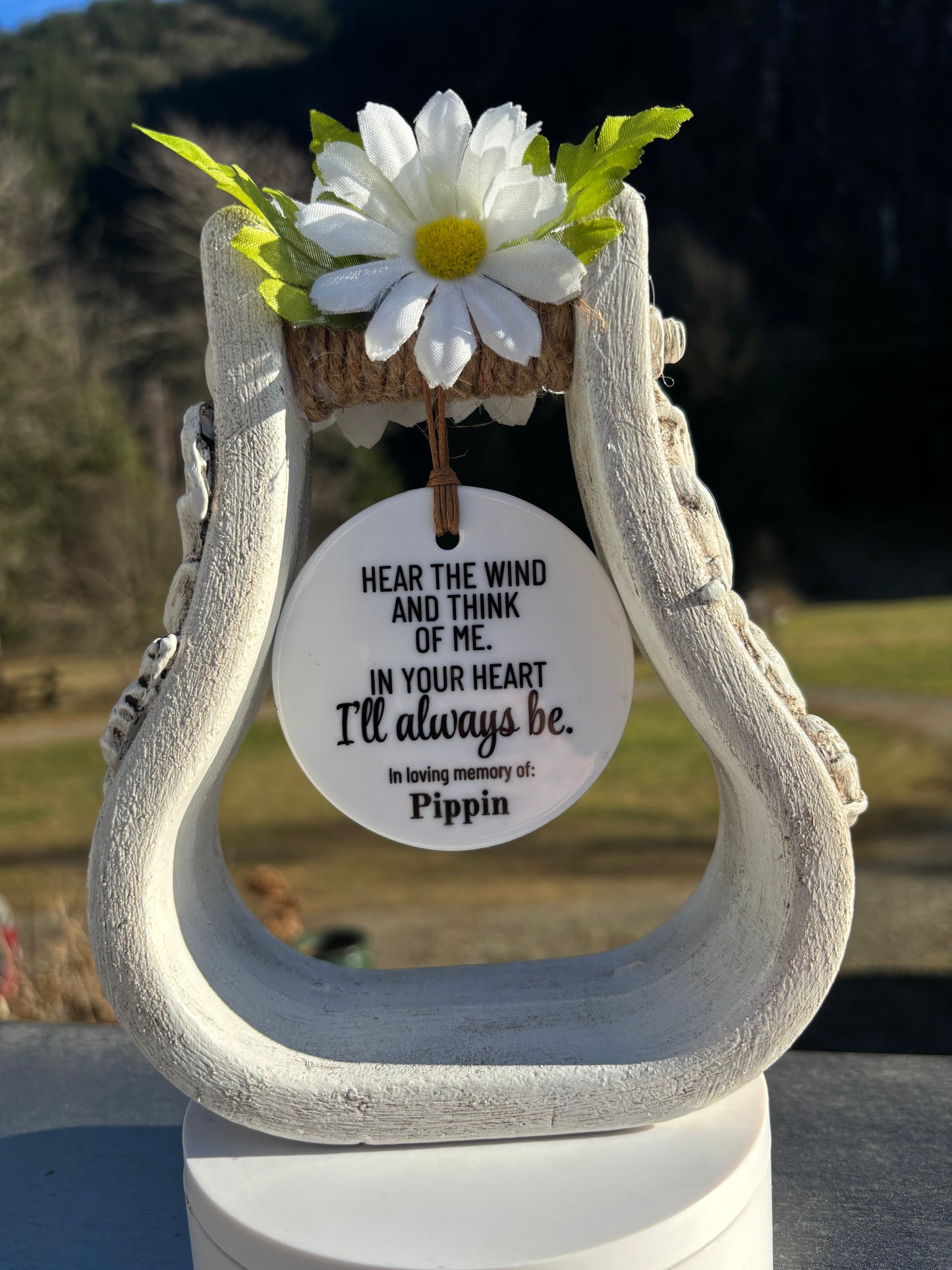 Deluxe Equine Memorial Stirrup Shelf Sitter