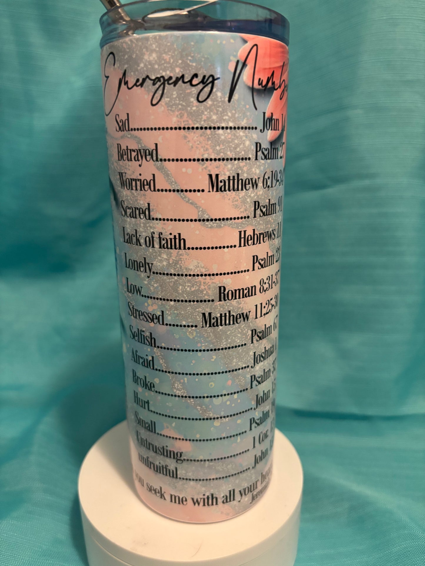 Faith Emergency Numbers 20oz tumbler