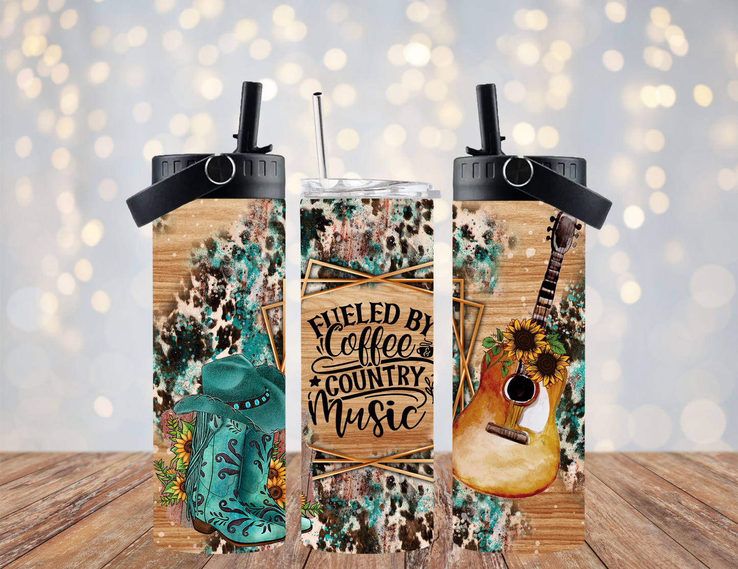Fueled by Coffee & Country Music- 20oz Dual Lid Tumbler