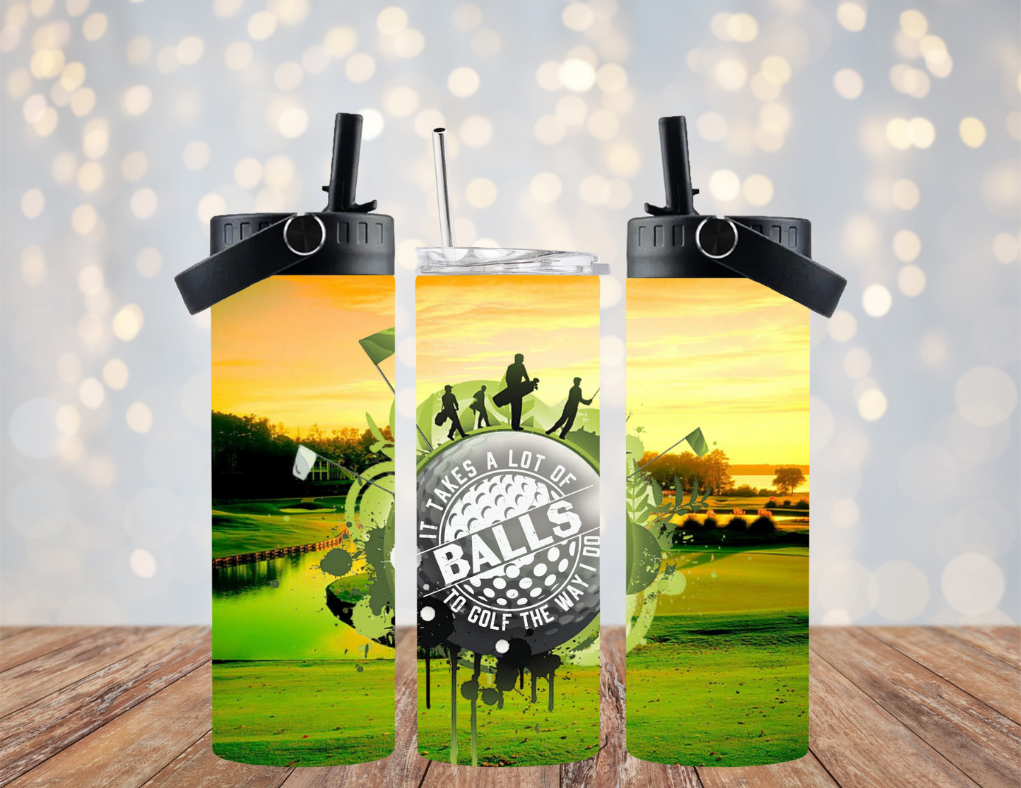 Golf - Takes a lot of Balls - 20oz Dual Lid Tumbler