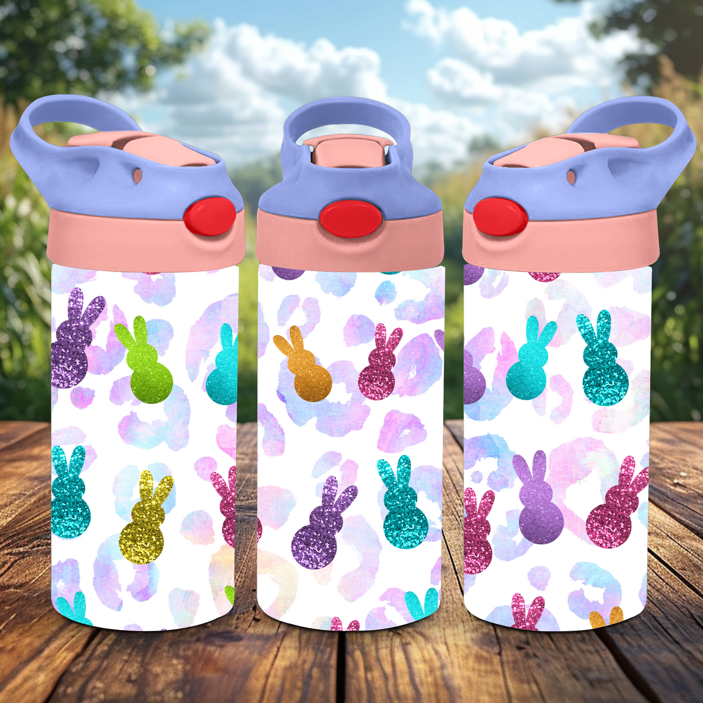 12oz Flip Top Tumbler - Bunny Cheetah Print