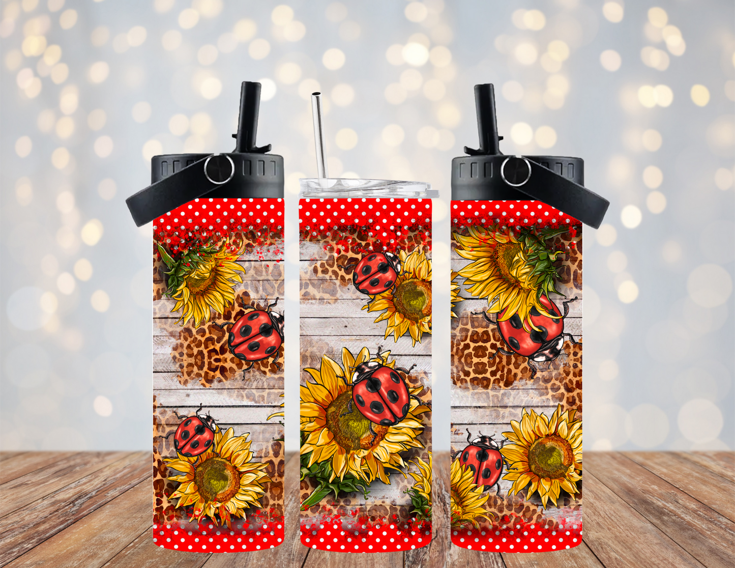 Ladybugs & Sunflowers - 20oz Dual Lid Tumbler