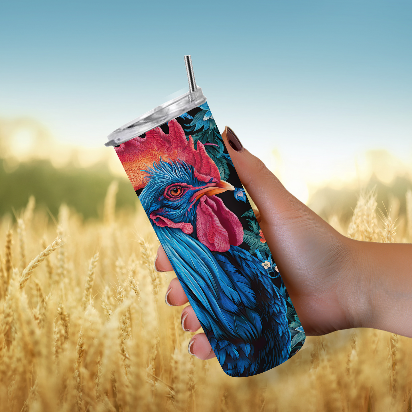 Floral Rooster - 20ozTumbler