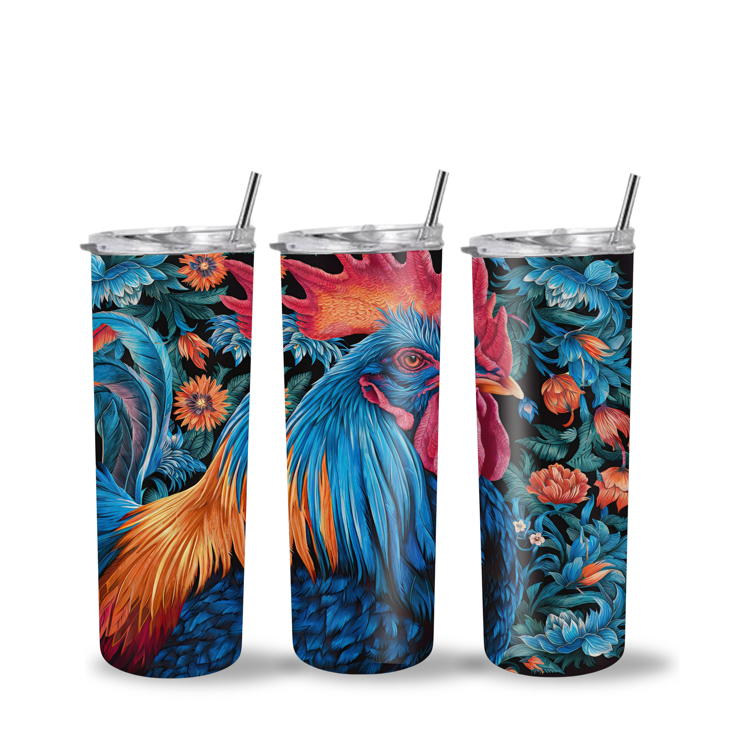 Floral Rooster - 20ozTumbler