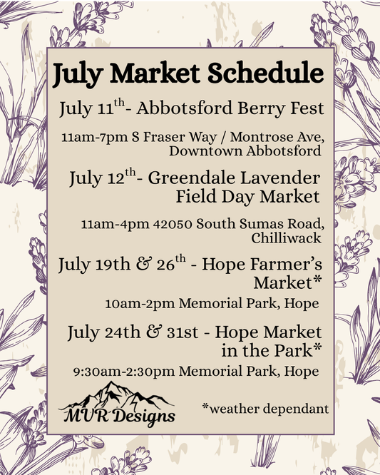 Come Meet Me In Person! July Market Schedule