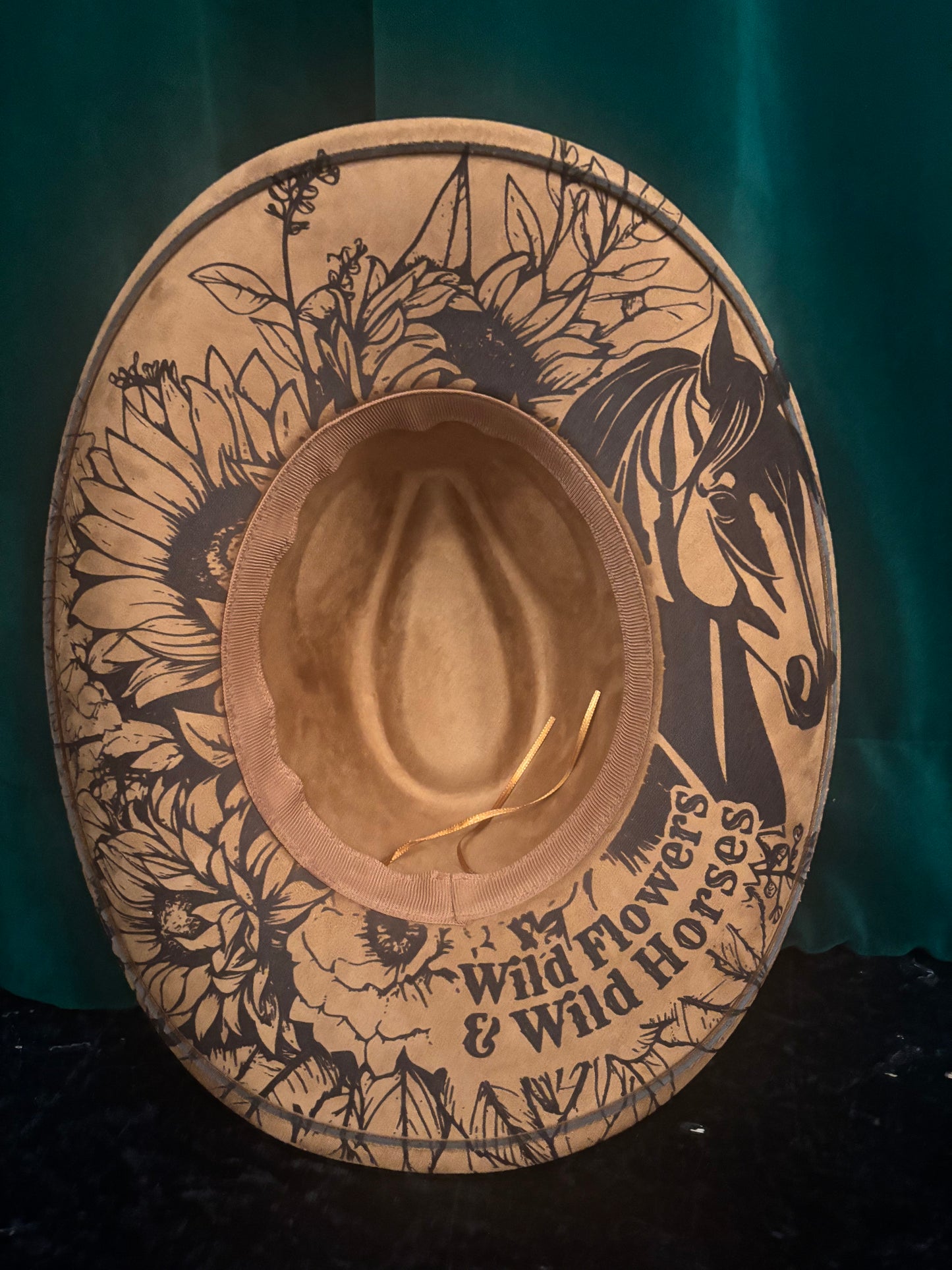 Wild Flowers & Wild Horses- wide brim cowboy hat
