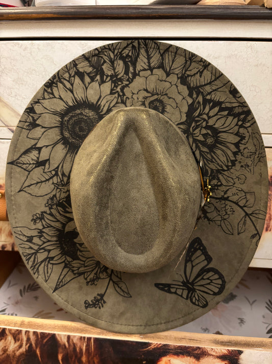 Compass Rose Dreamer (olive green)- wide brim fedora hat