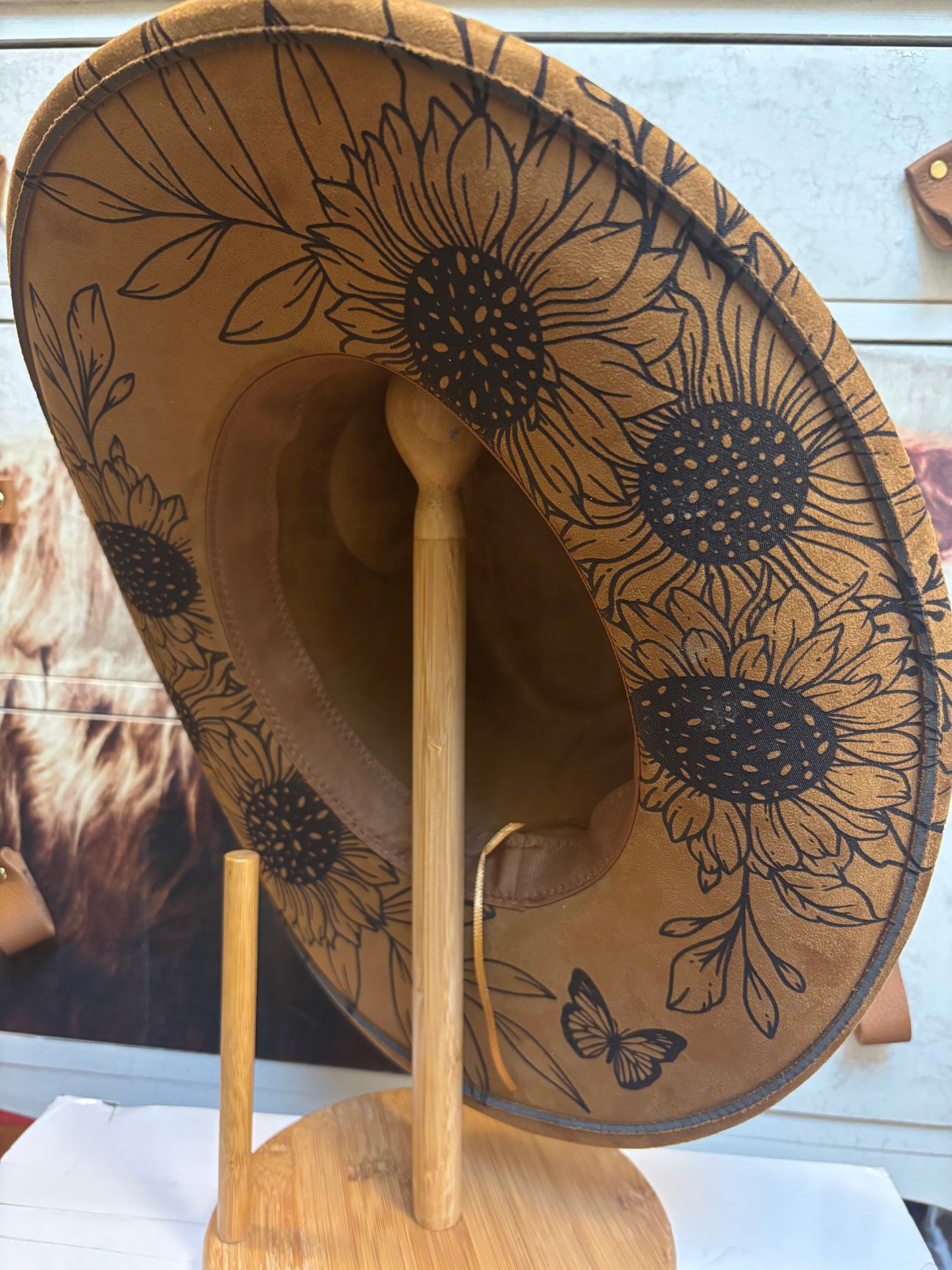 Highland Coo & Sunflowers- cowboy hat