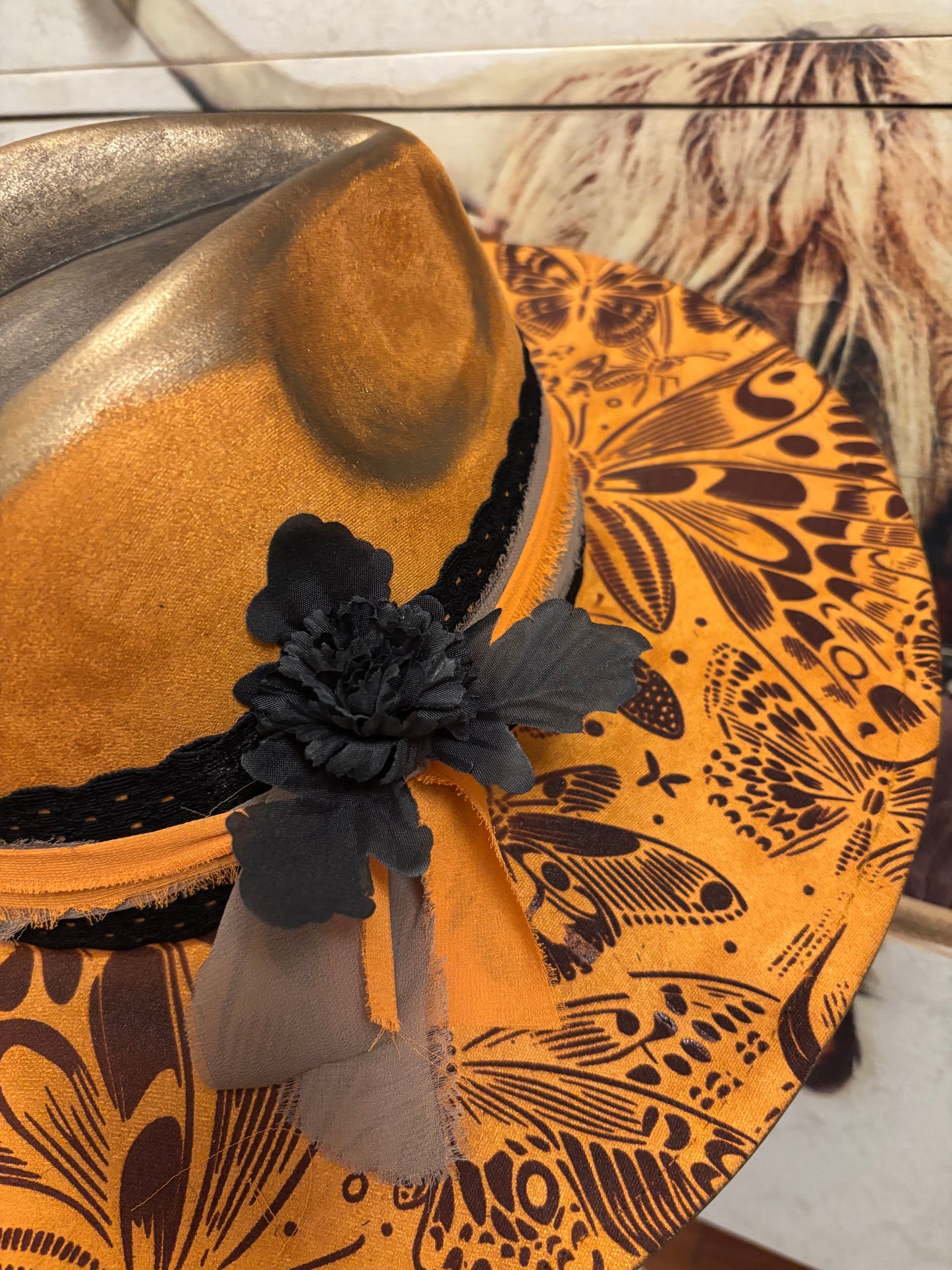 Entomology on Display- wide brim fedora hat