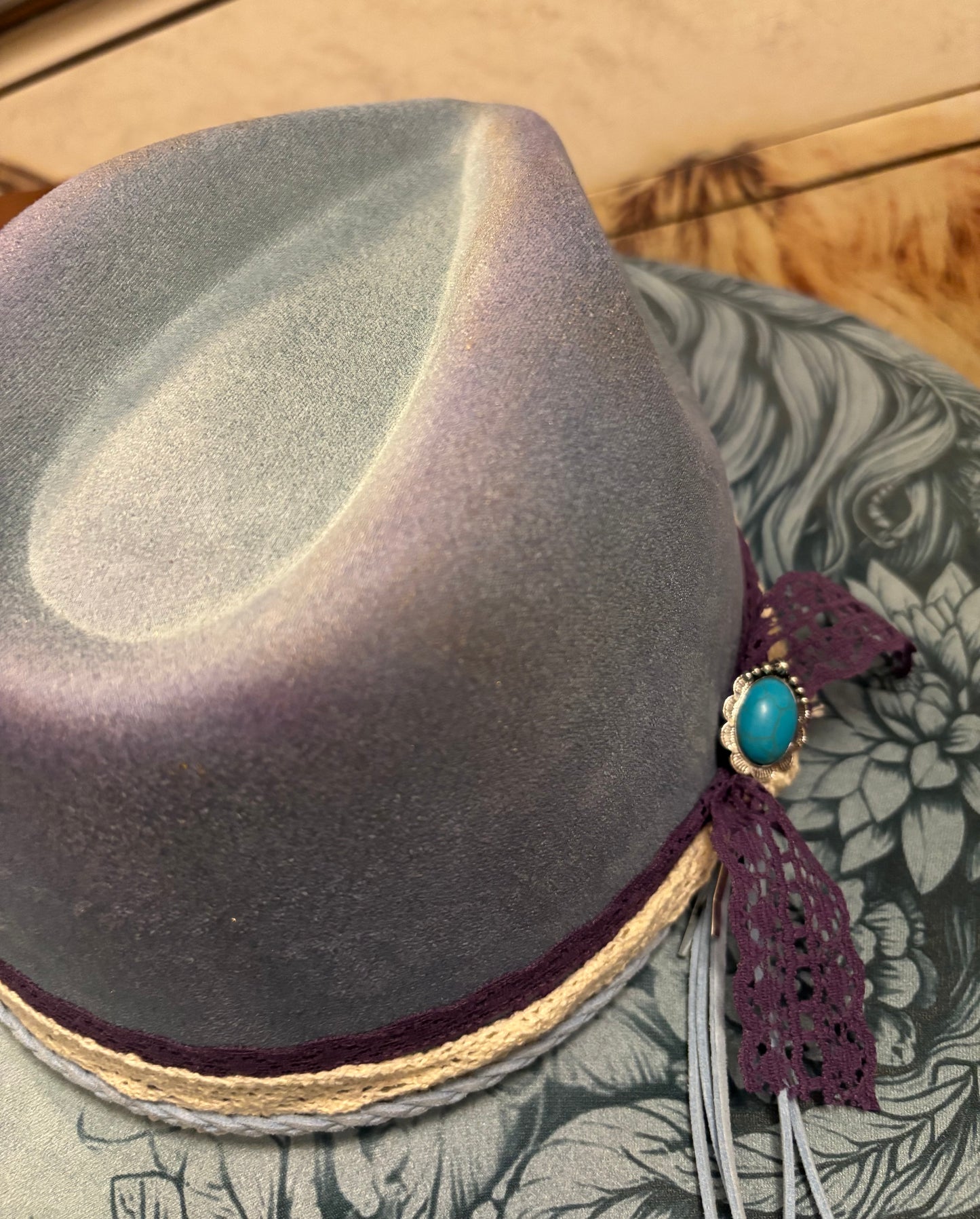 Mystic Floral Steed - wide brim fedora hat