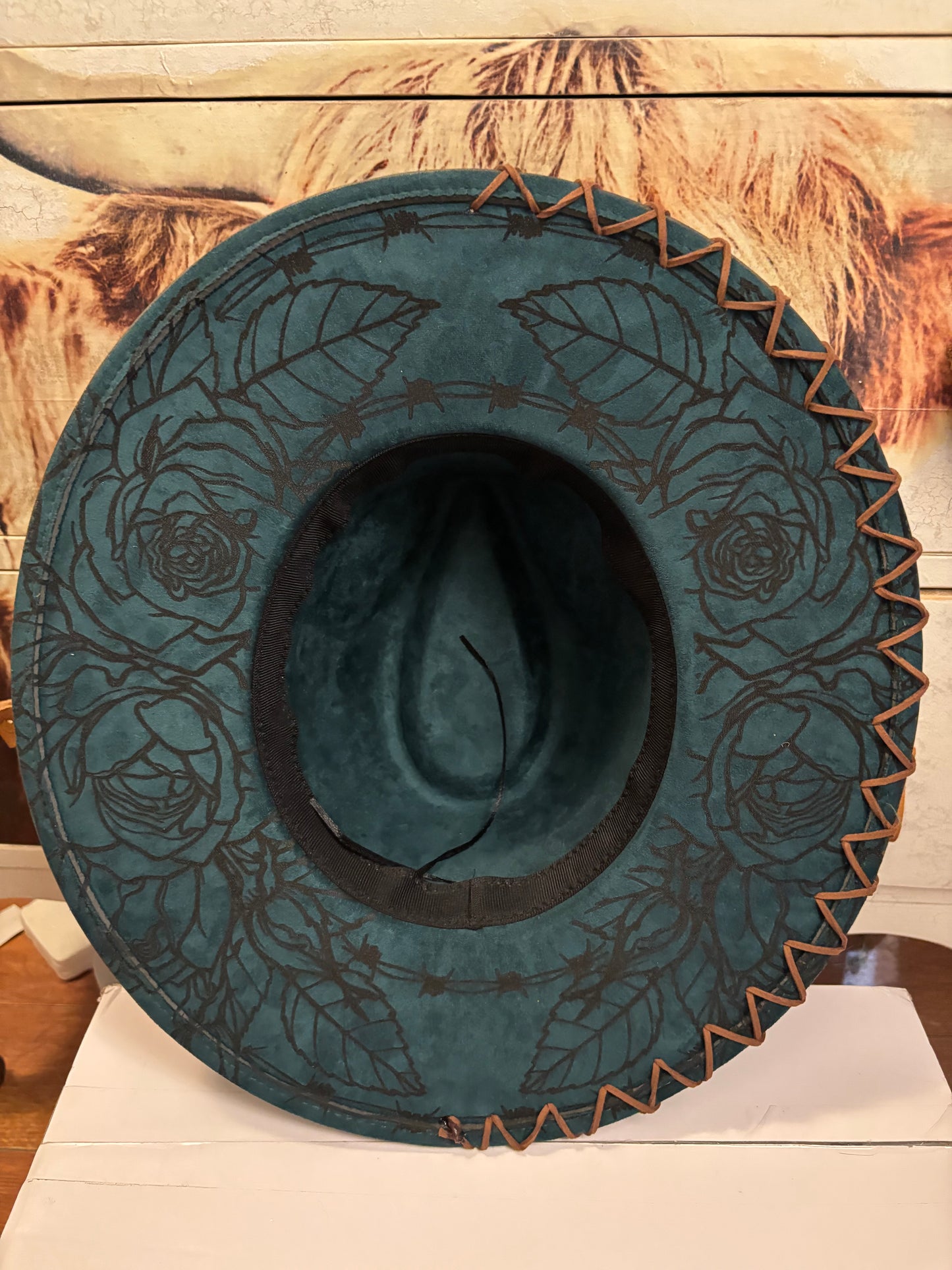 Skulls & Roses-wide brim fedora hat