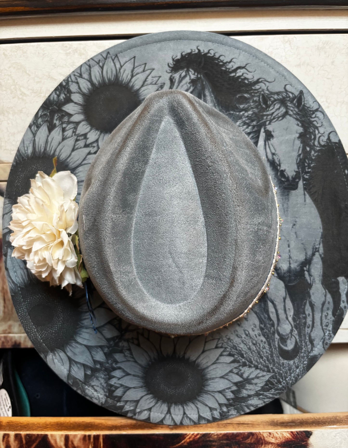 Sunflower Stampede - wide brim fedora hat