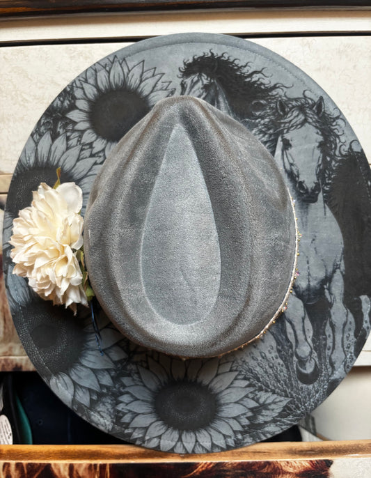 Sunflower Stampede - wide brim fedora hat