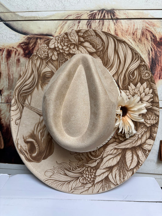 Floral Steed Dreamer- wide brim fedora hat