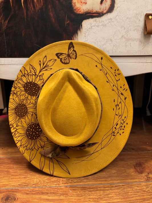 FALLing for Sunflowers - wide brim fedora hat