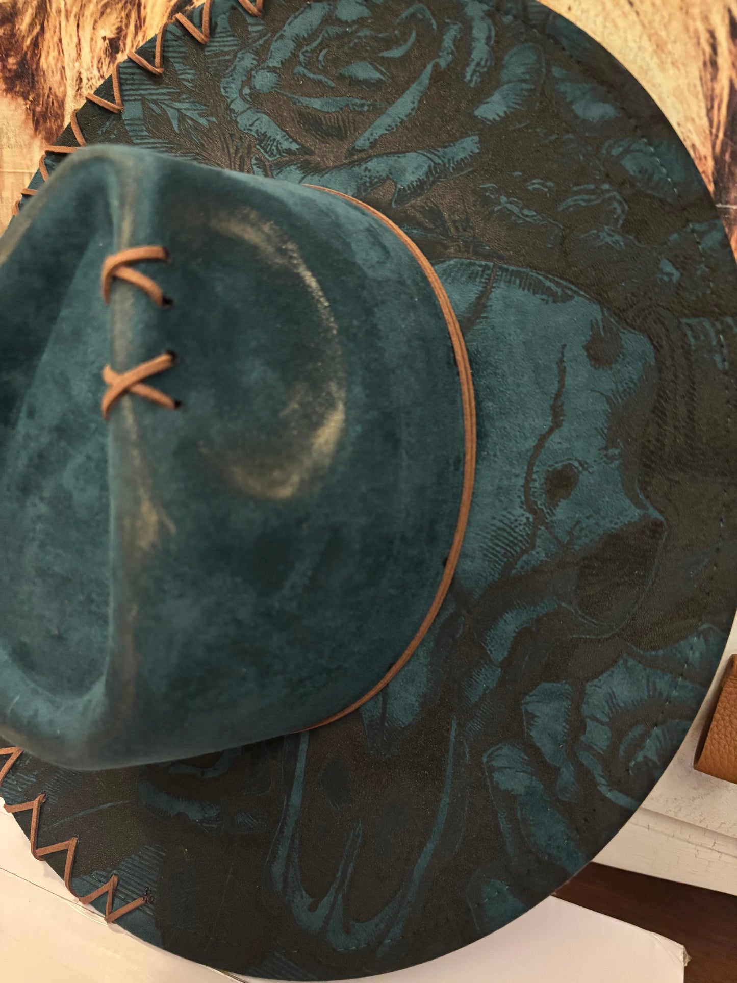 Skulls & Roses-wide brim fedora hat